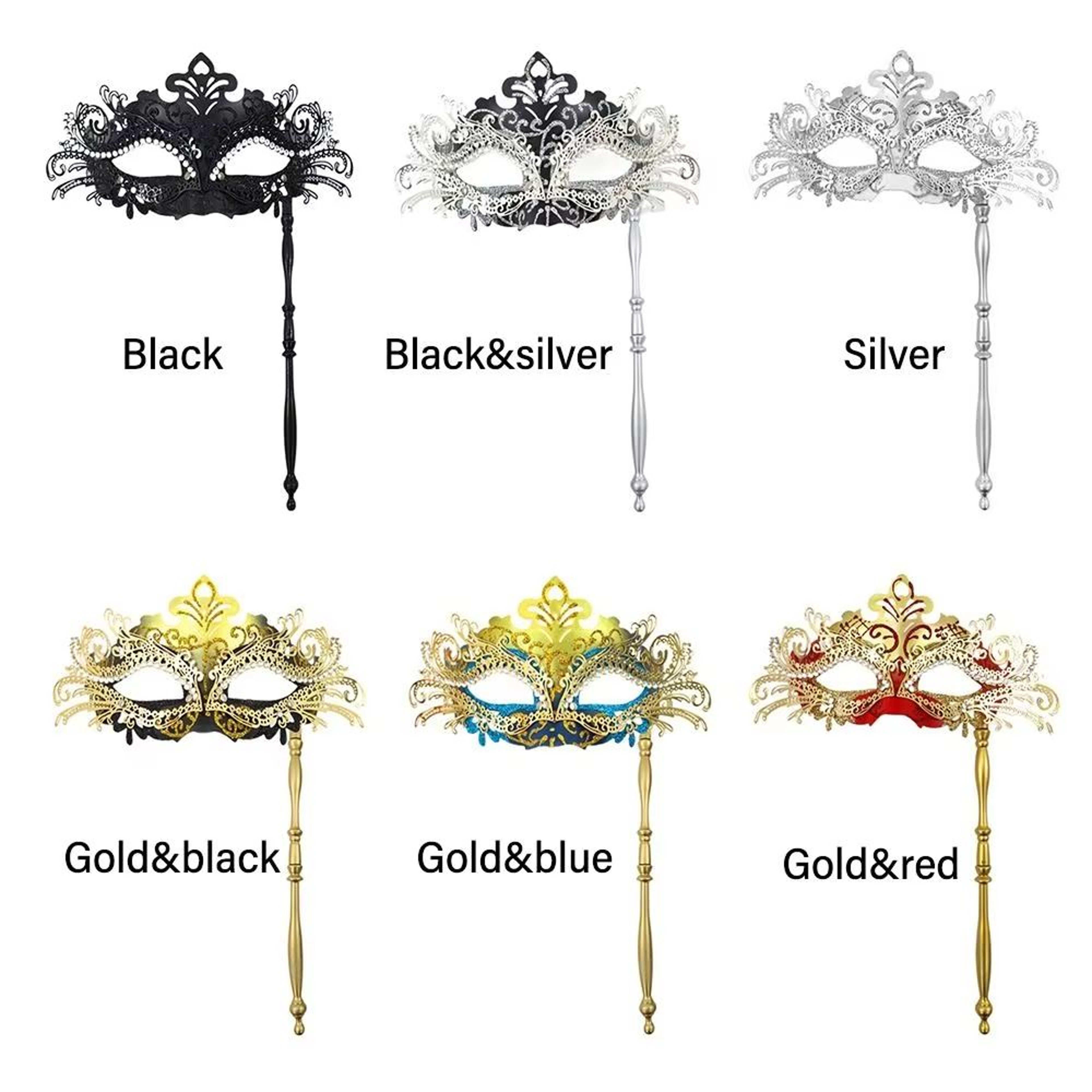 Handheld Venetian Masquerade Mask Elegant Party Costume Accessory 5
