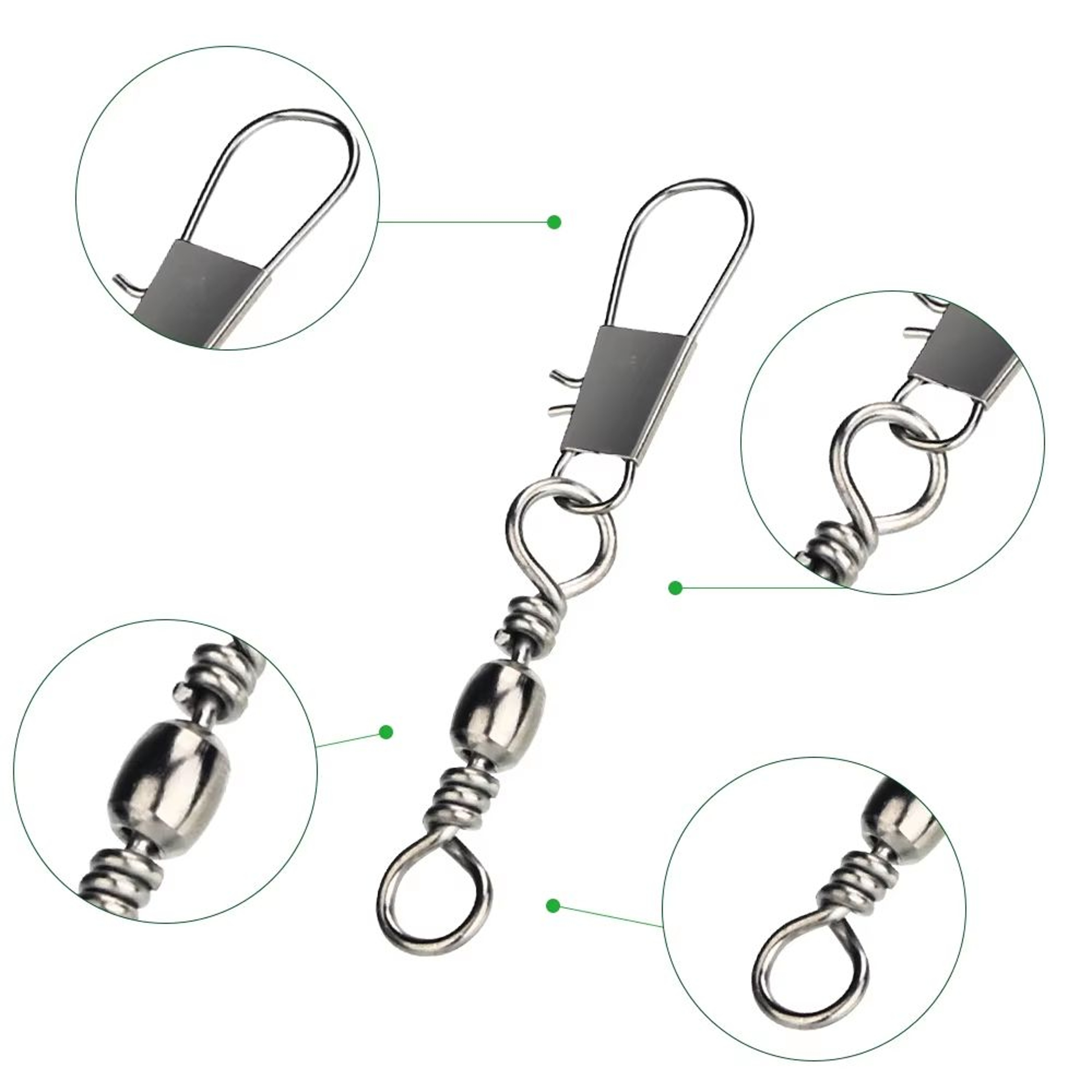 Carbon Steel Pike Fishing Barrel Bearing Rolling Swivel And Pin Connector Set 20100pcs 2