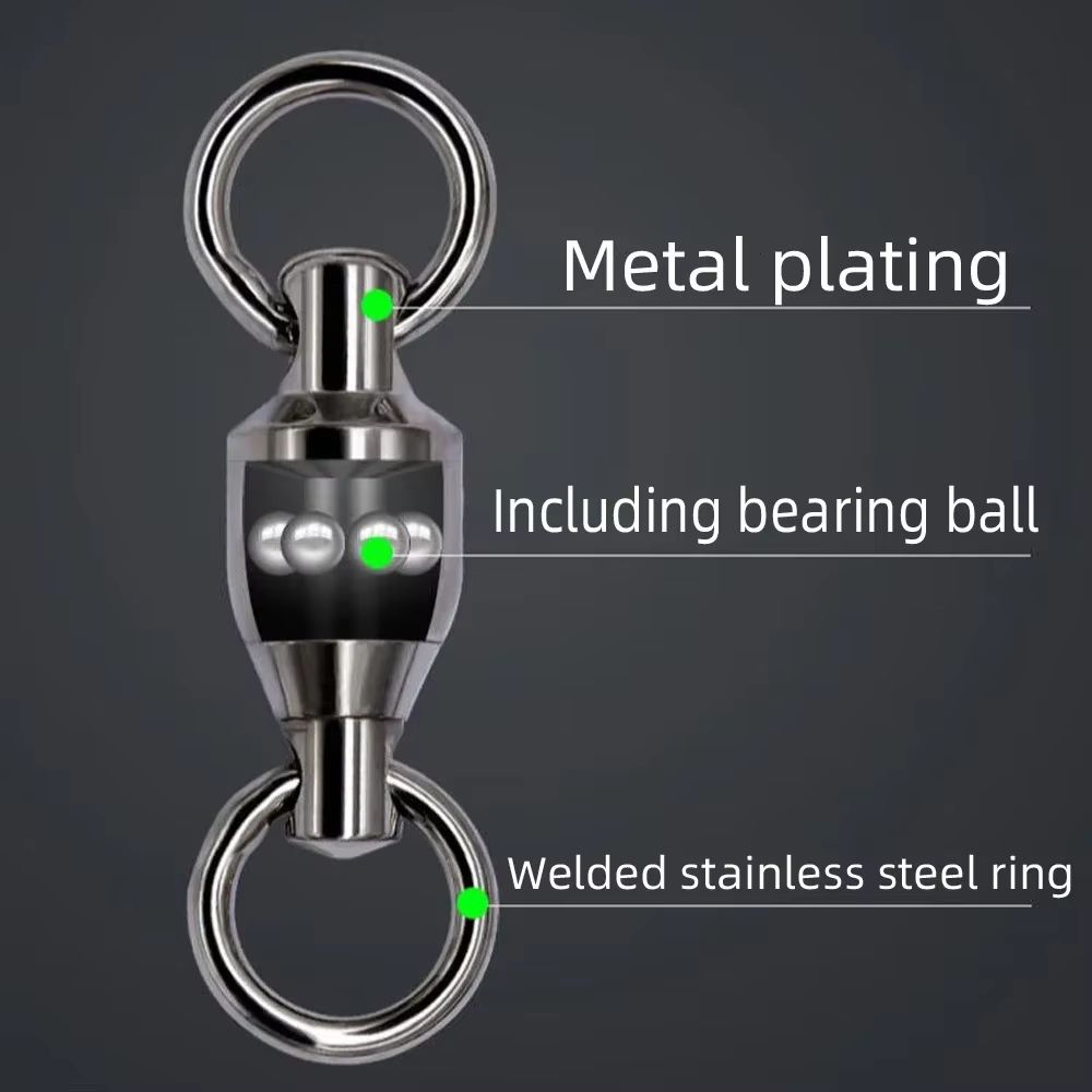 20Piece Ball Bearing Fishing Swivels With Interlock Snap Pin Stainless Steel 3