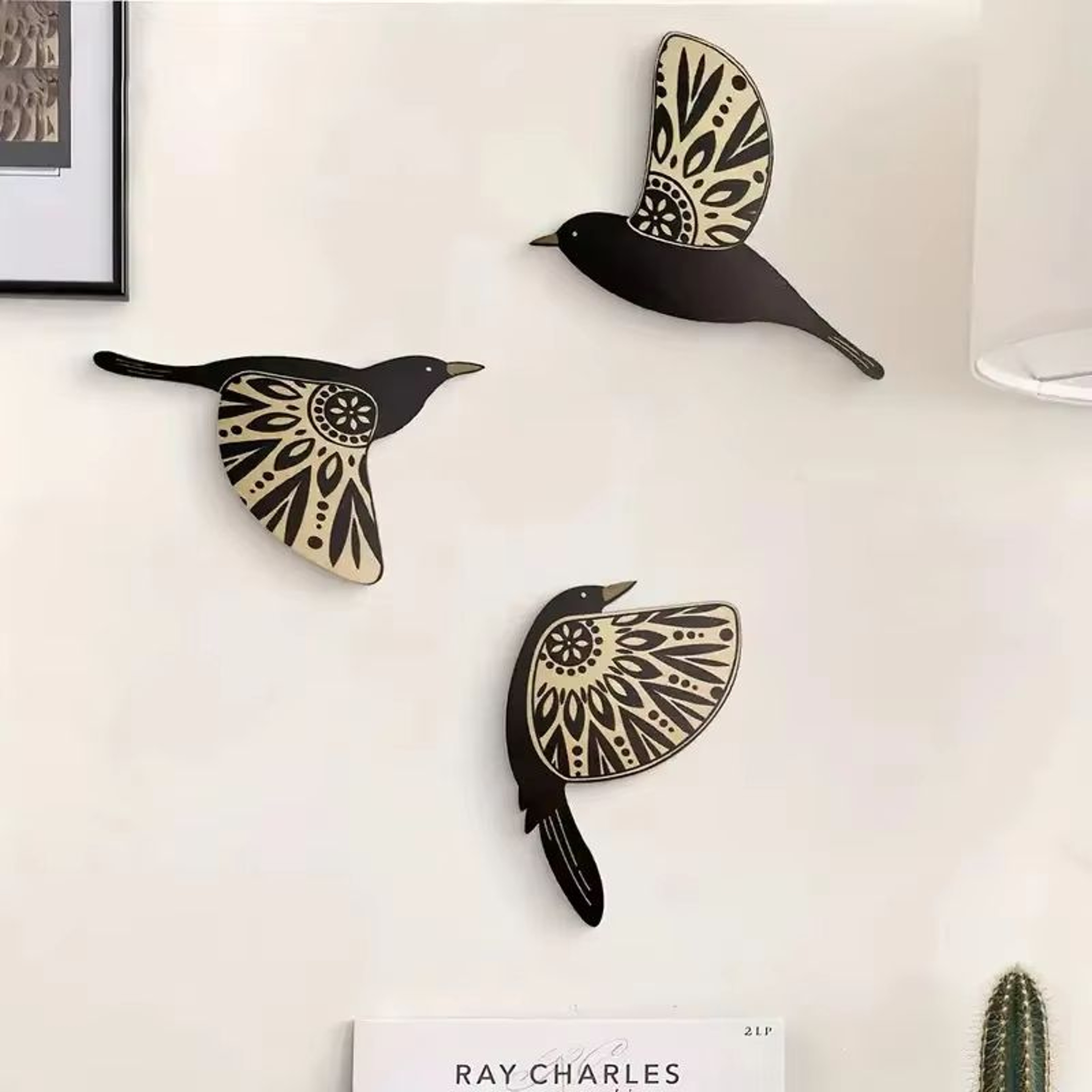 5pc Wooden Black Bird Wall Decor Vintage Gothic Raven Silhouettes For Home And Garden 1