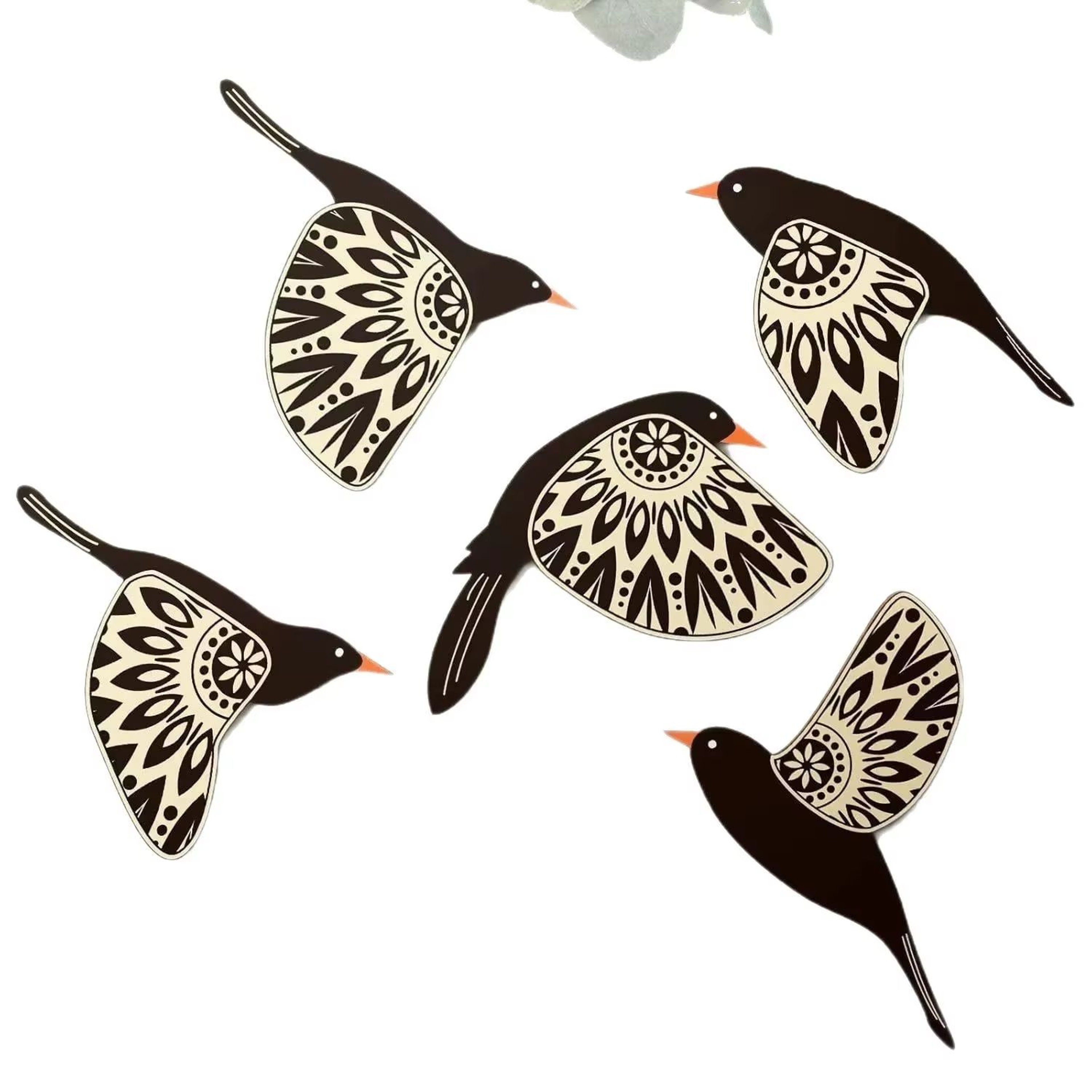 5pc Wooden Black Bird Wall Decor Vintage Gothic Raven Silhouettes For Home And Garden 6