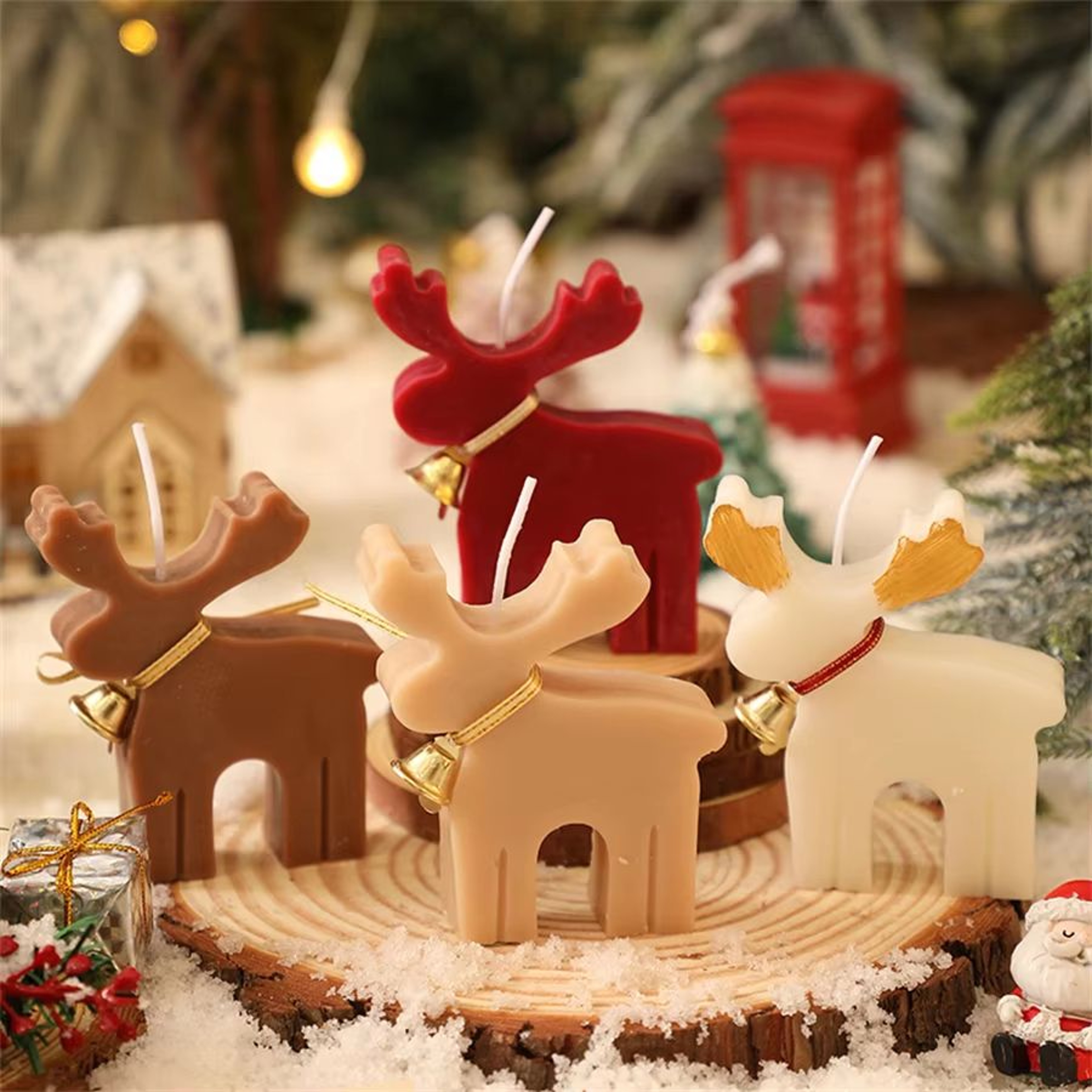 Red Reindeer Scented Christmas Candle Festive Home Decor Gift 1