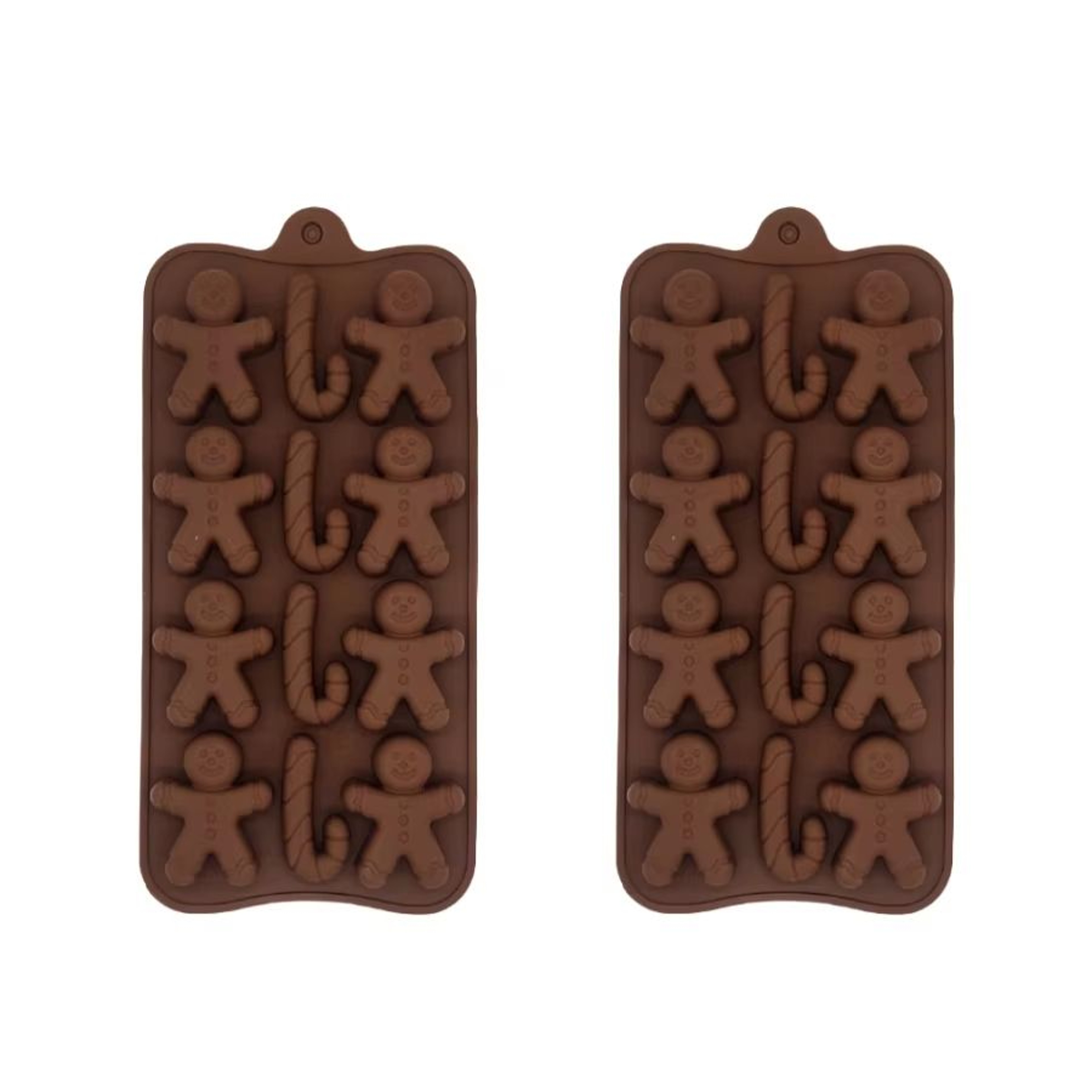 Christmas Baking Chocolate Molds Set  Gingerbread Man  Cane Shapes 6