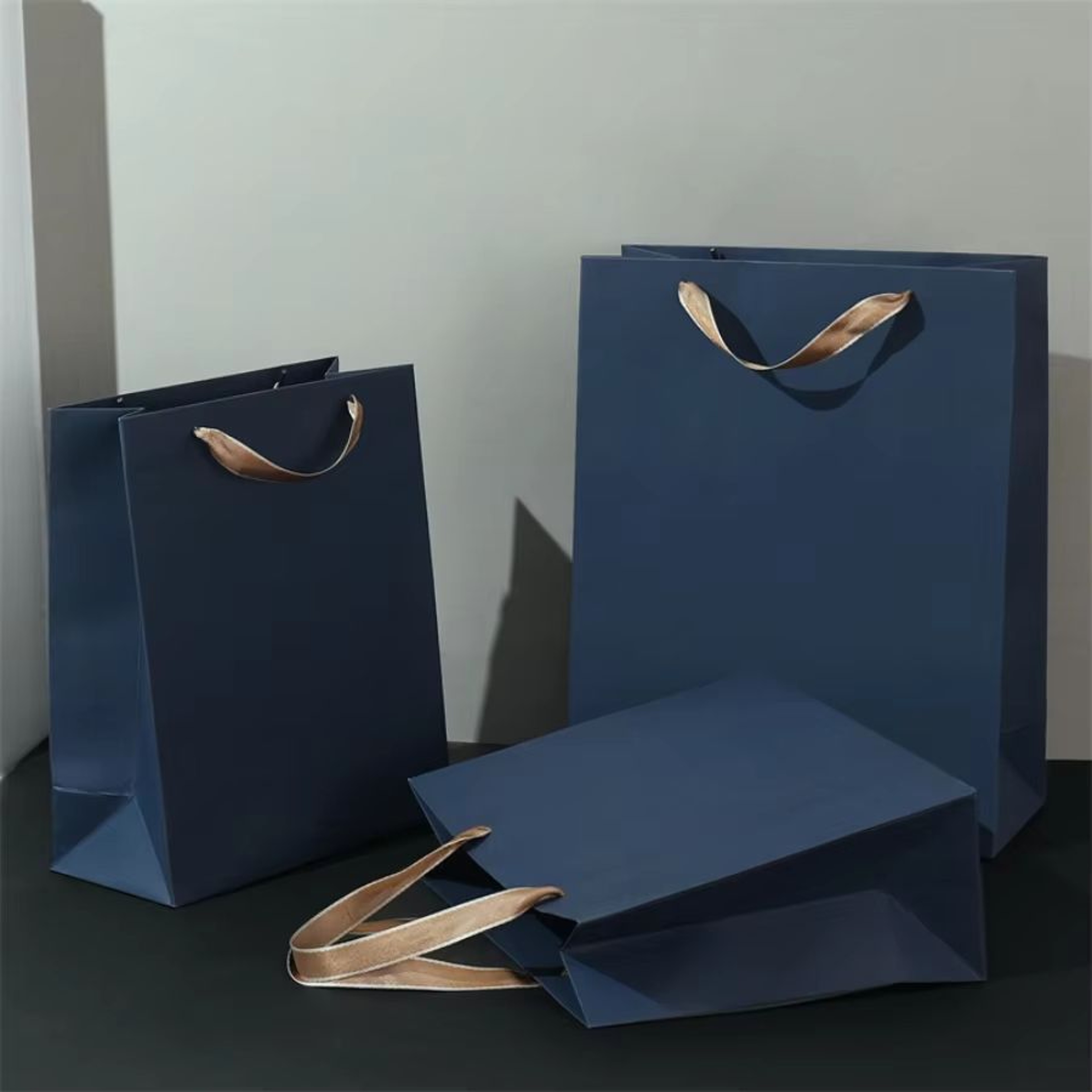 Retro Navy 3Pack Fashion Gift Packaging Paper Bags For Boutique  Retail 3