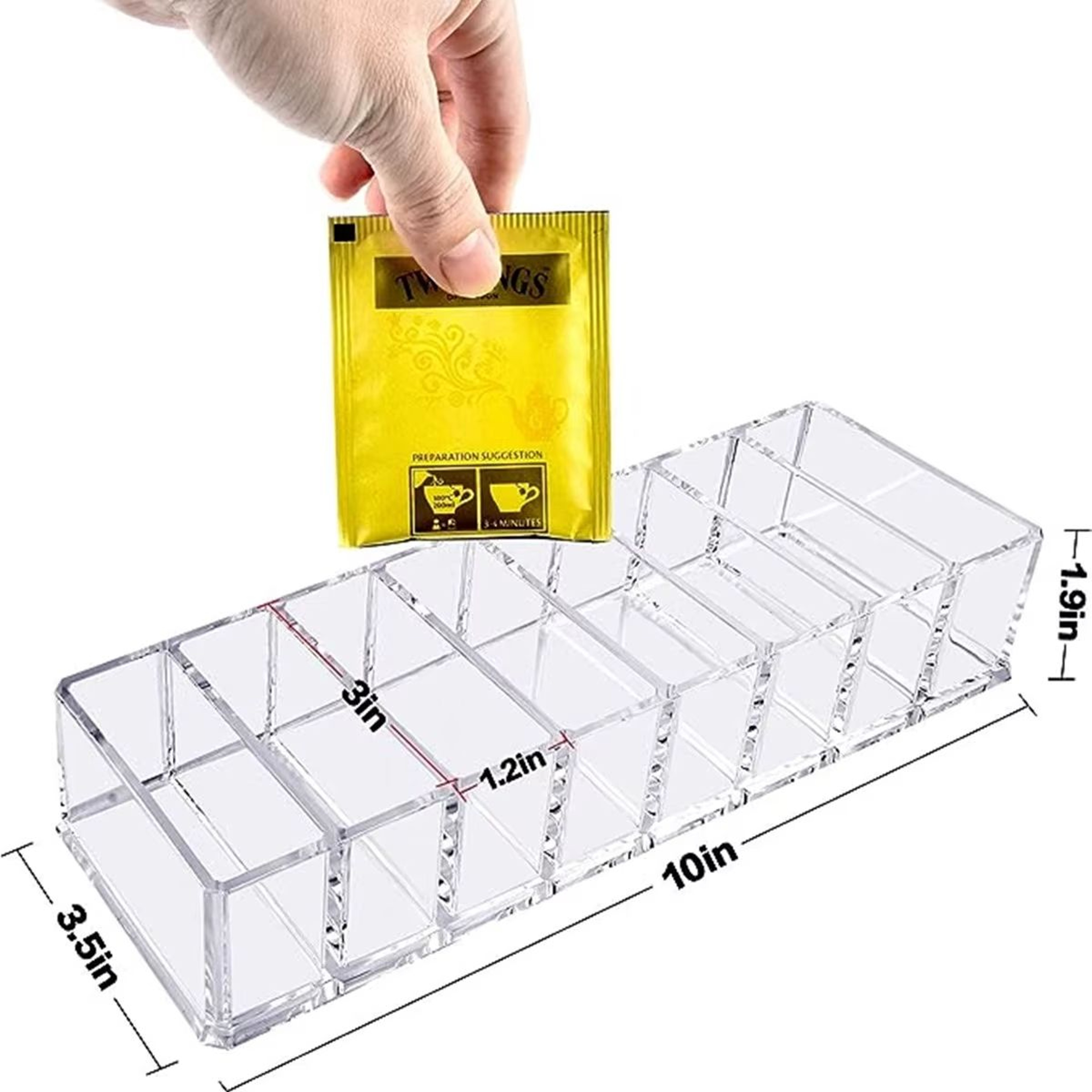 Acrylic 8Compartment Storage Box For Tea Bags Coffee  Small Accessories 1