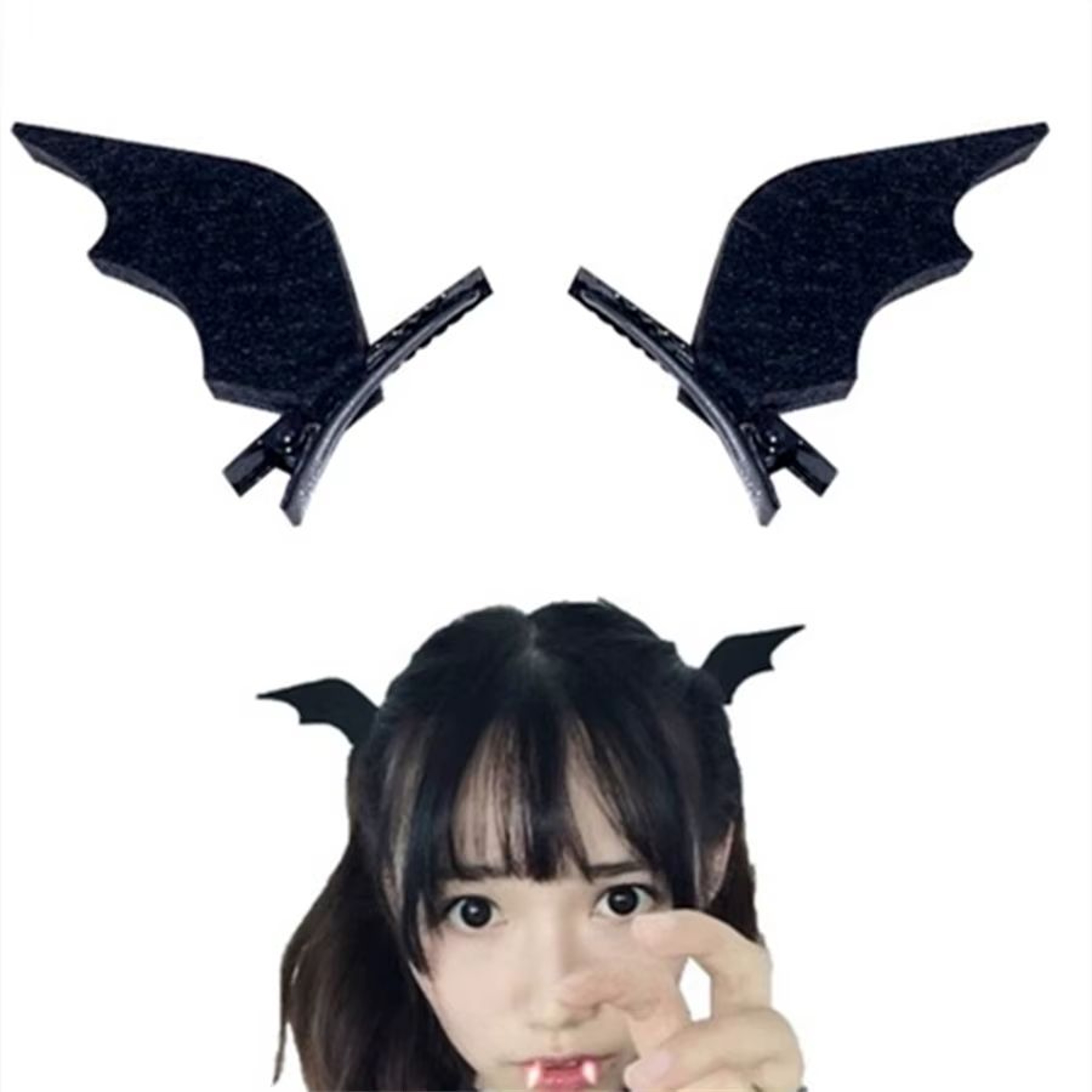 Halloween Black Wing Hair Clips 2Pack  Bat  Demon Duckbill Costume Accessories 2