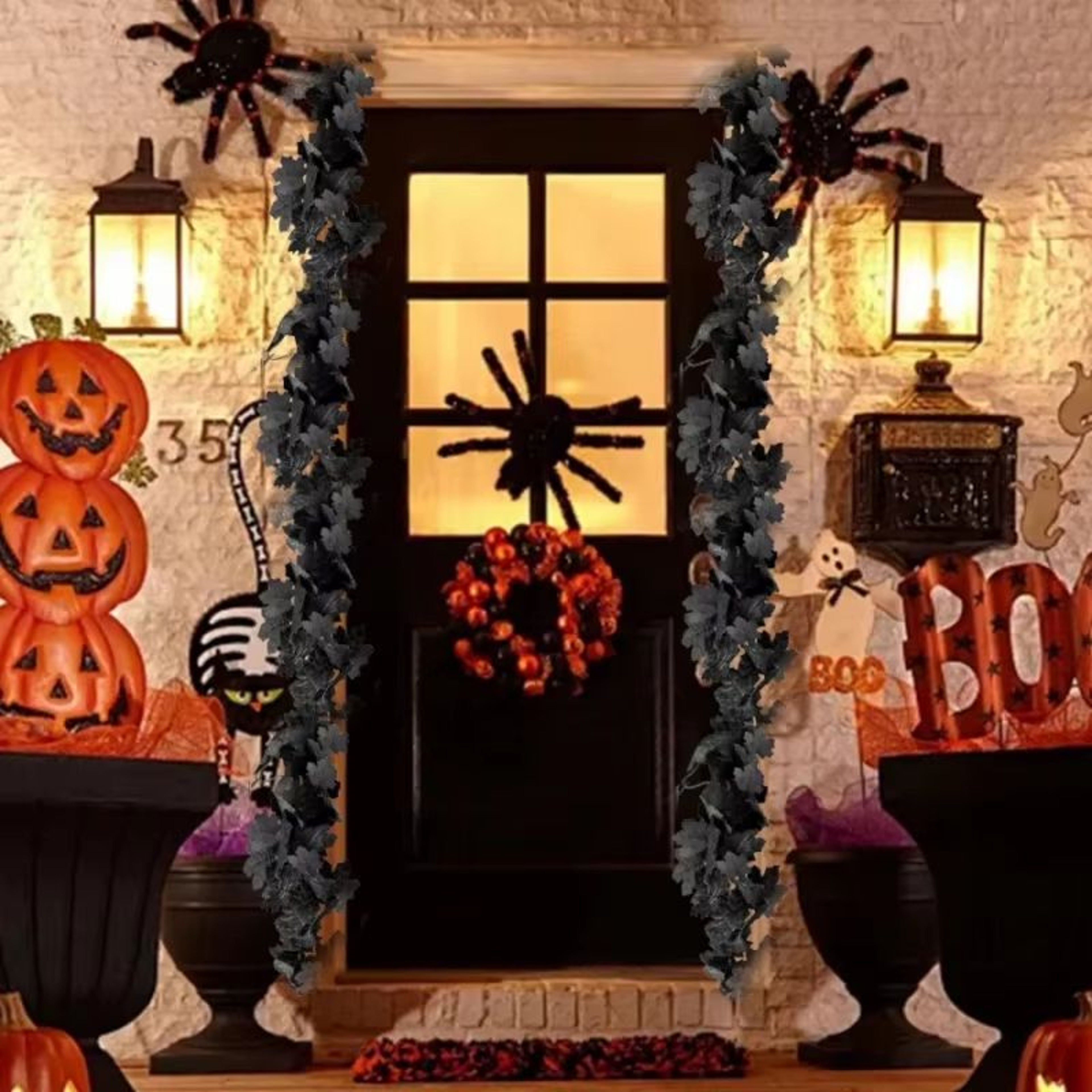 Autumn Maple Leaf Vine Garland For Halloween And Thanksgiving Decor 4