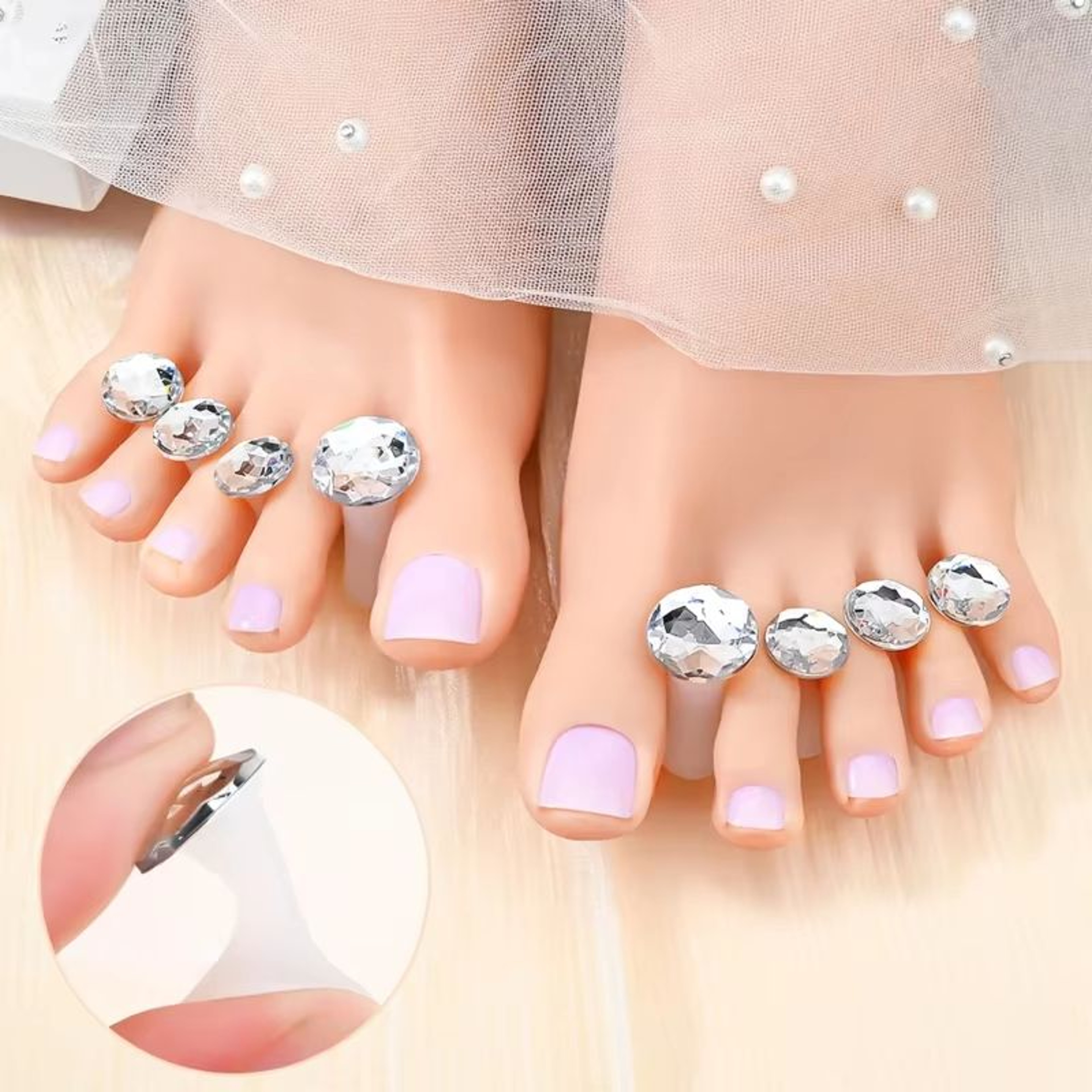 8Piece Silicone Pearl  Diamond Toe Separators For Manicure And Pedicure 3