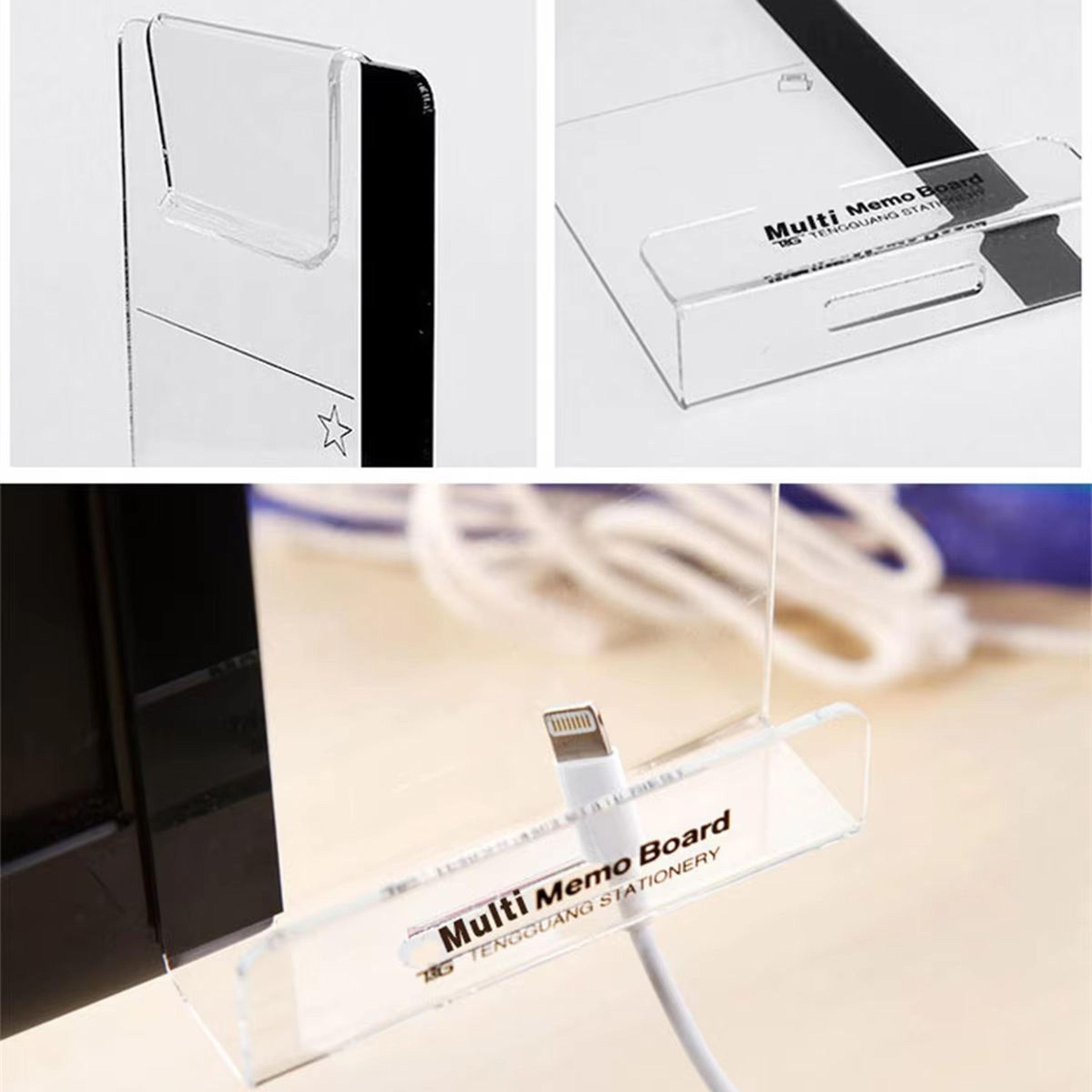 Acrylic Monitor Message Board With Phone Storage And Business Card Holder 4