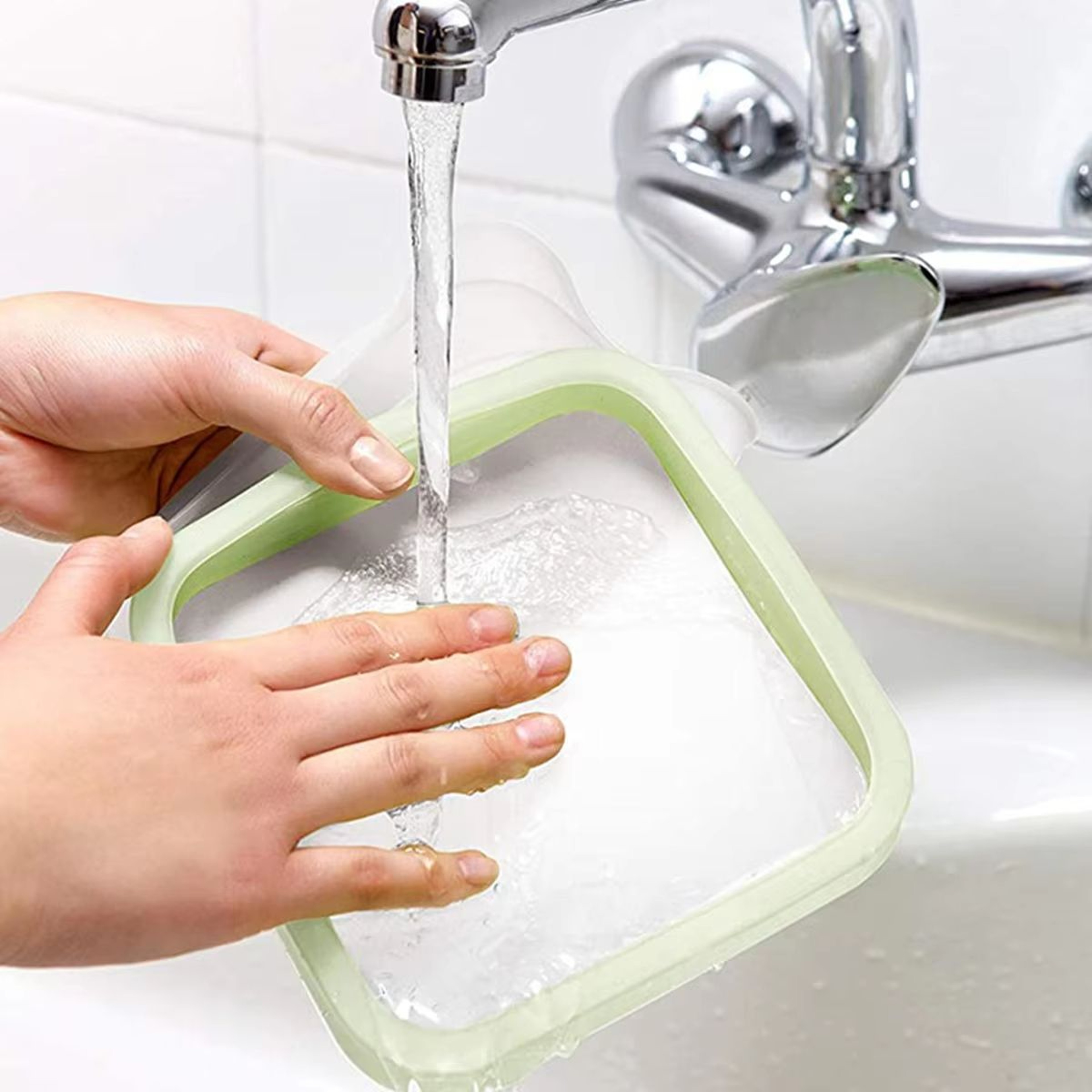 Green Transparent Silicone Sandwich Toast Lunch Box Portable Bread Storage For School Office 3
