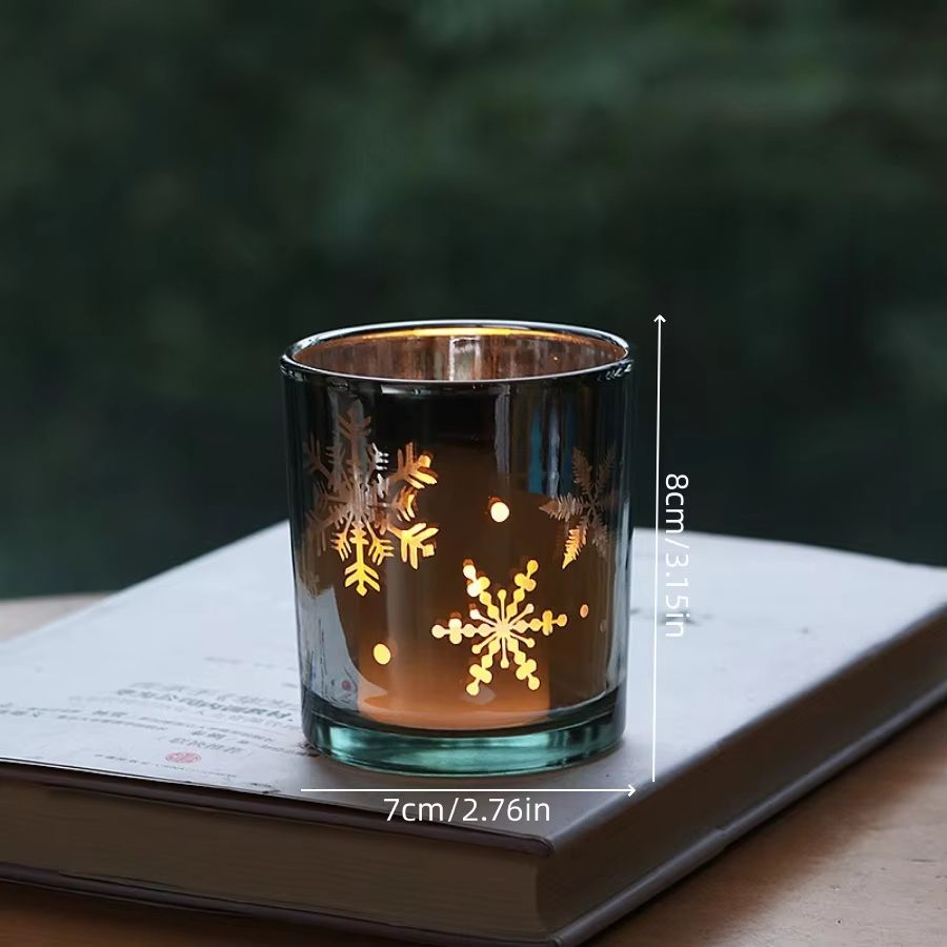 Mini Christmas Tree  Elk Glass Candle Holder  Festive Snowflake Candle Cup For Holiday Decor 6