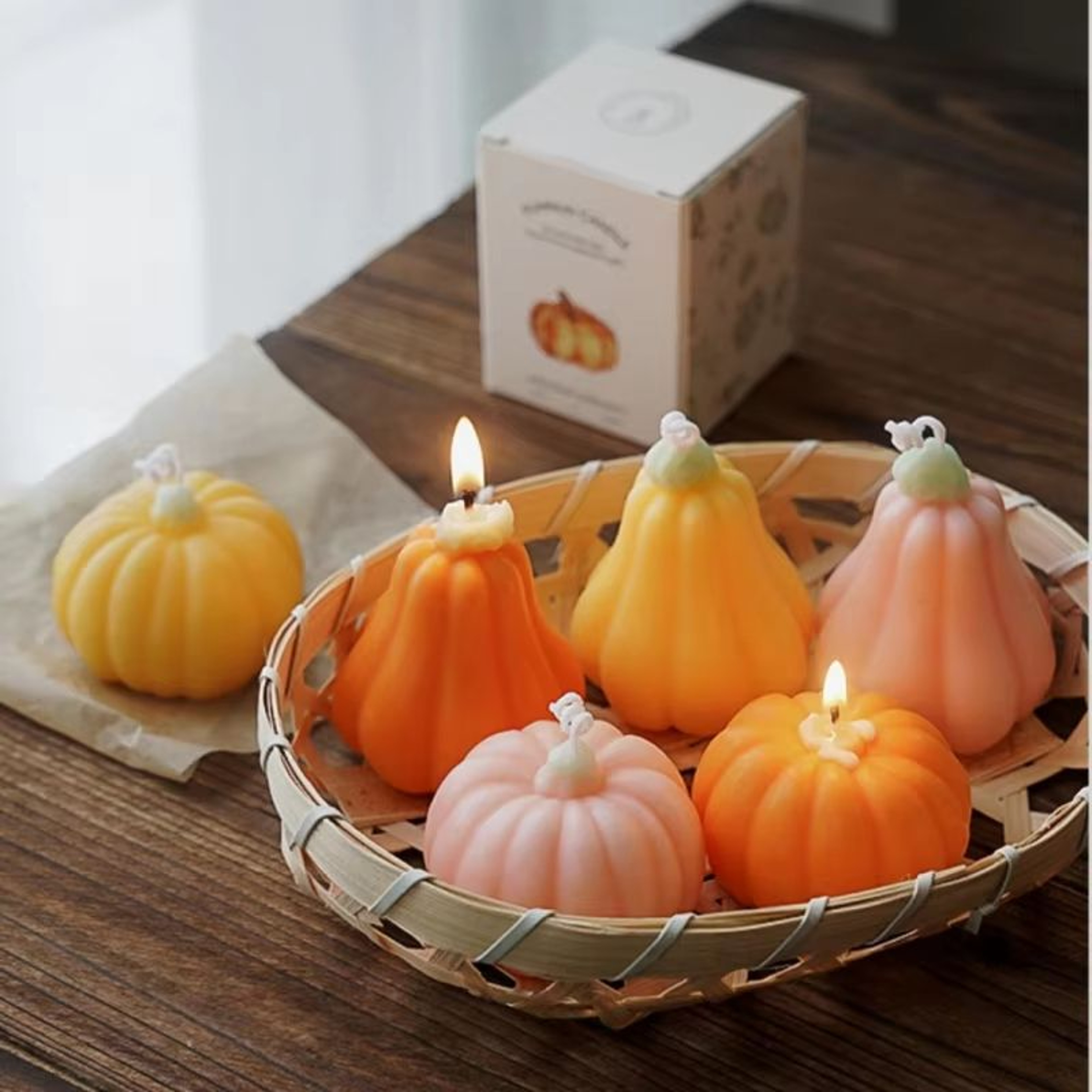 Pink  Orange Pumpkin Shaped Scented Candle  Autumn Decor  Party Favor Gift 0