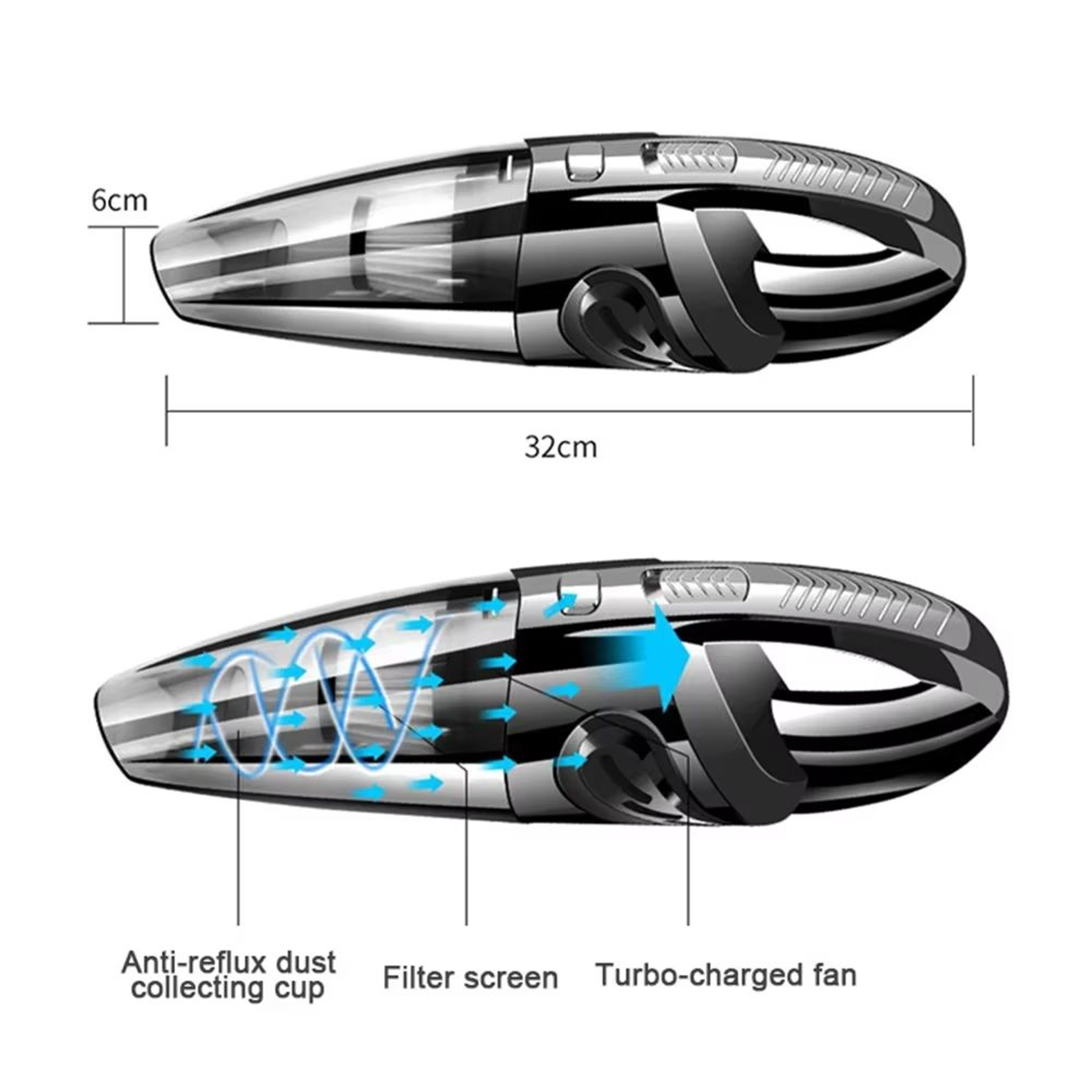 Wireless Handheld Vacuum Cleaner 12000 Pa USB Charging Portable Car And Home Cordless WetDry Vacuum 4