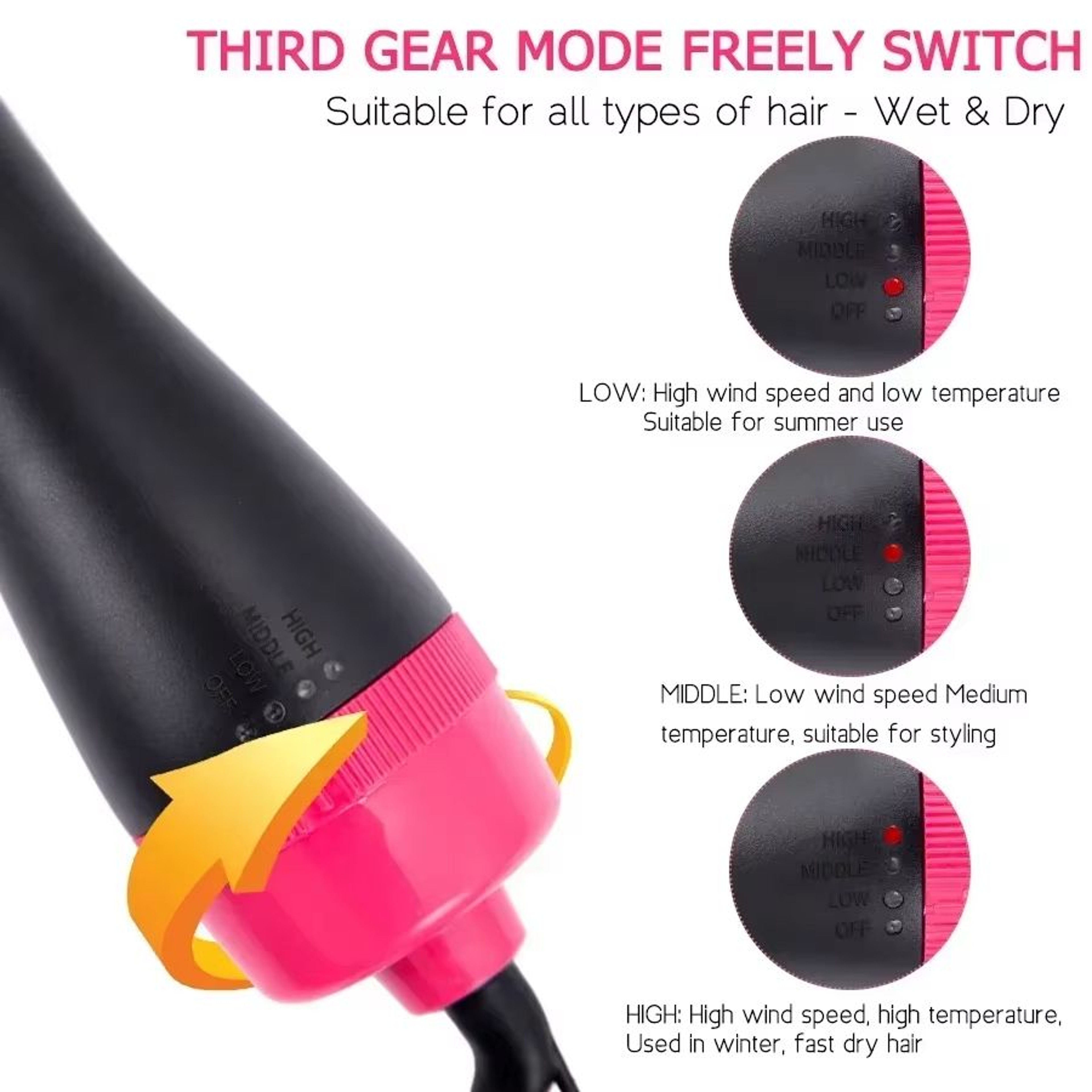 4in1 Hot Air Comb Hair Styling Tool Anionic Straightening Brush Dryer Curling  Volumizing Hot Air C 3