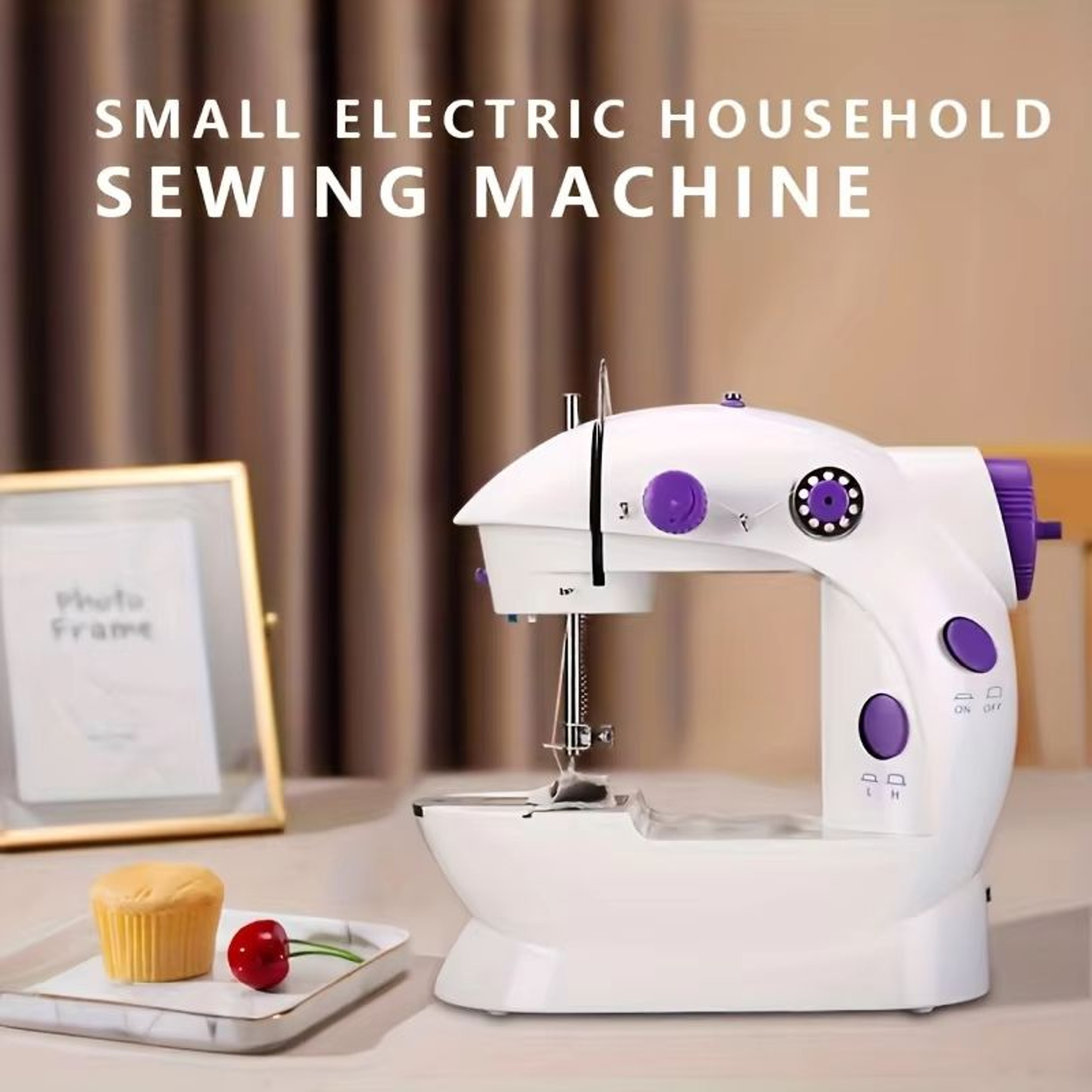 Mini Electric Sewing Machine Portable Home Kit With Foot Pedal Double Speed Night Light  Two Thread 1