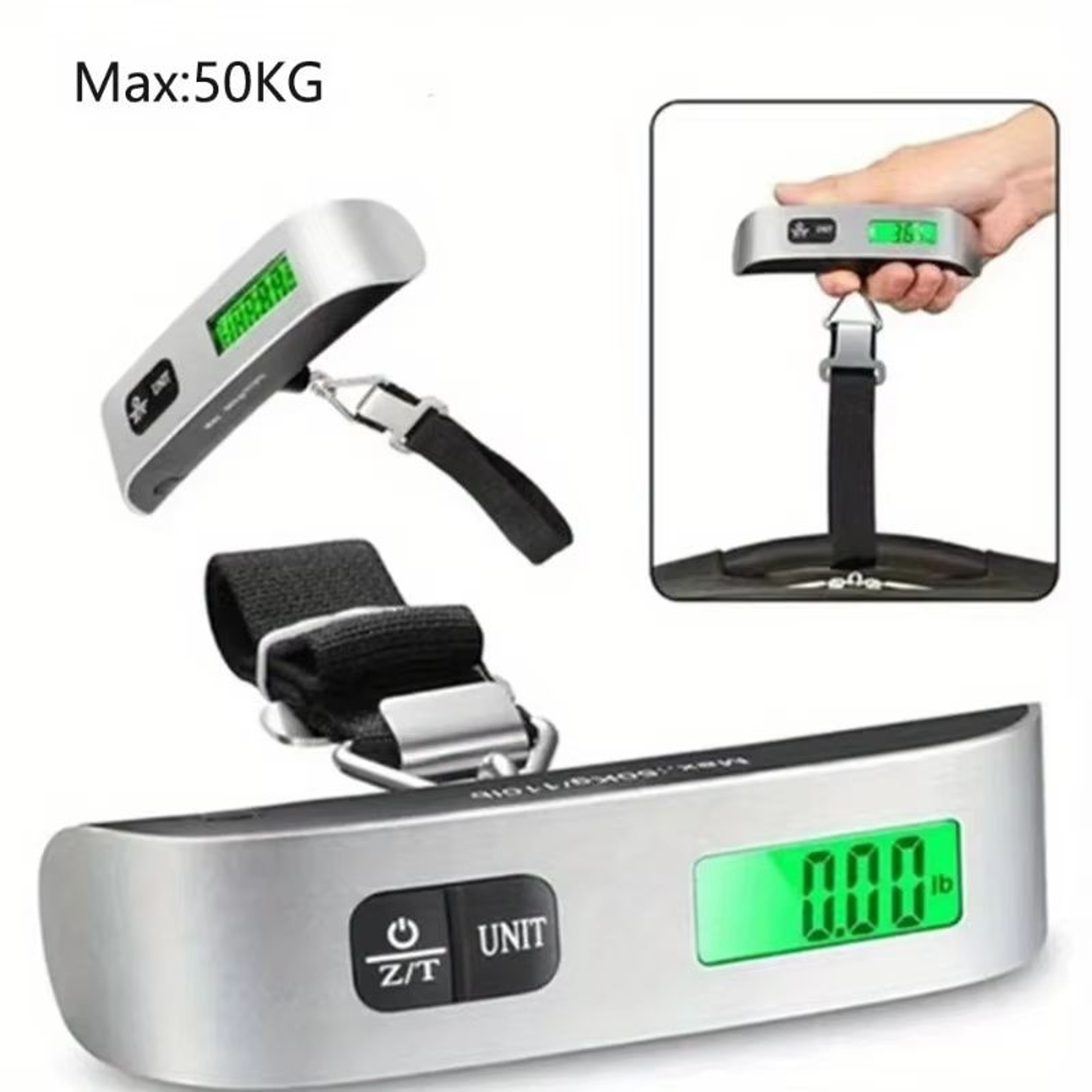 Digital Portable Luggage Scale  110 Lb50 Kg Hanging Suitcase Weighing Scale With LCD Display 0