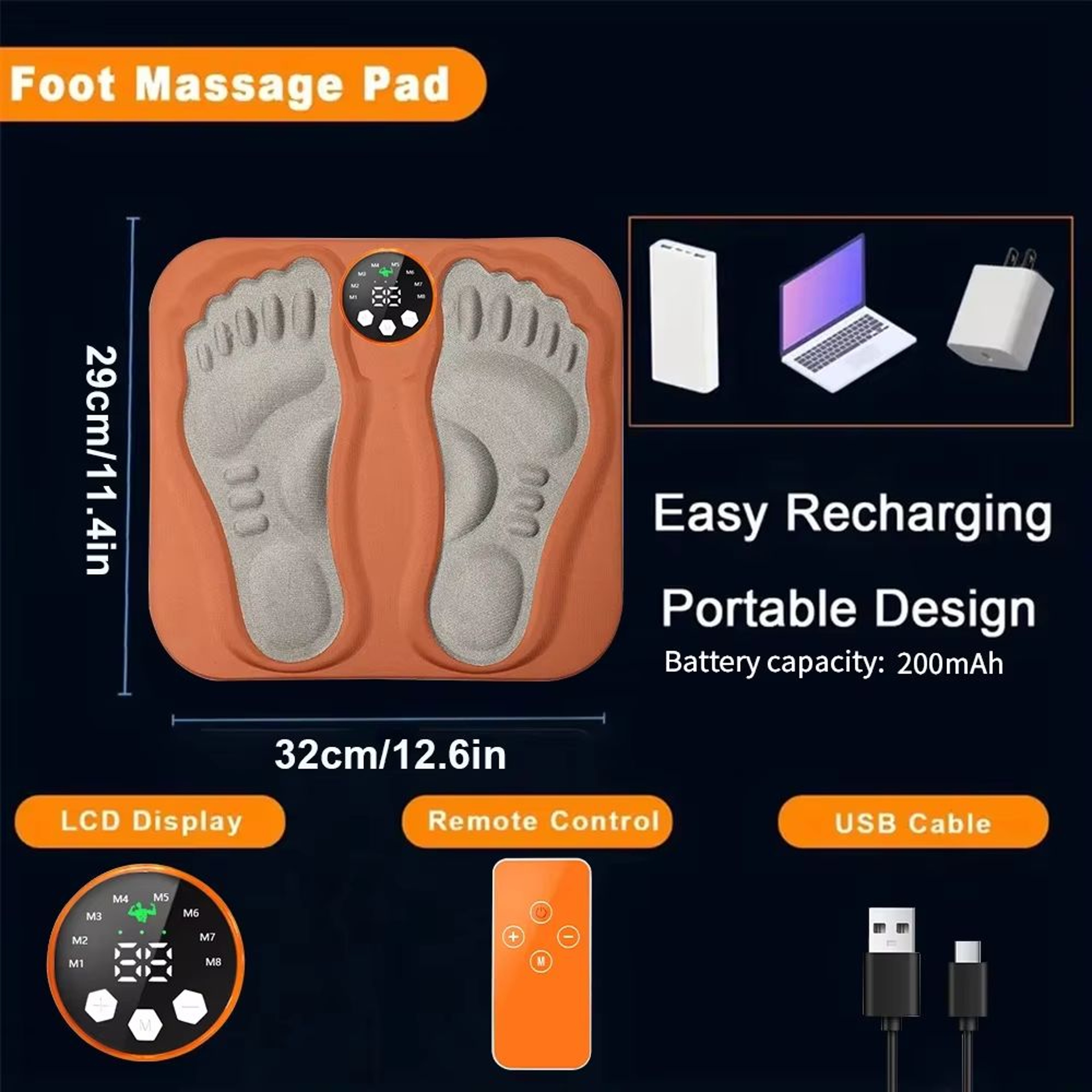 Portable 3D Smart Foot Massage Pad With Remote Control 8 Modes 29 Levels 4