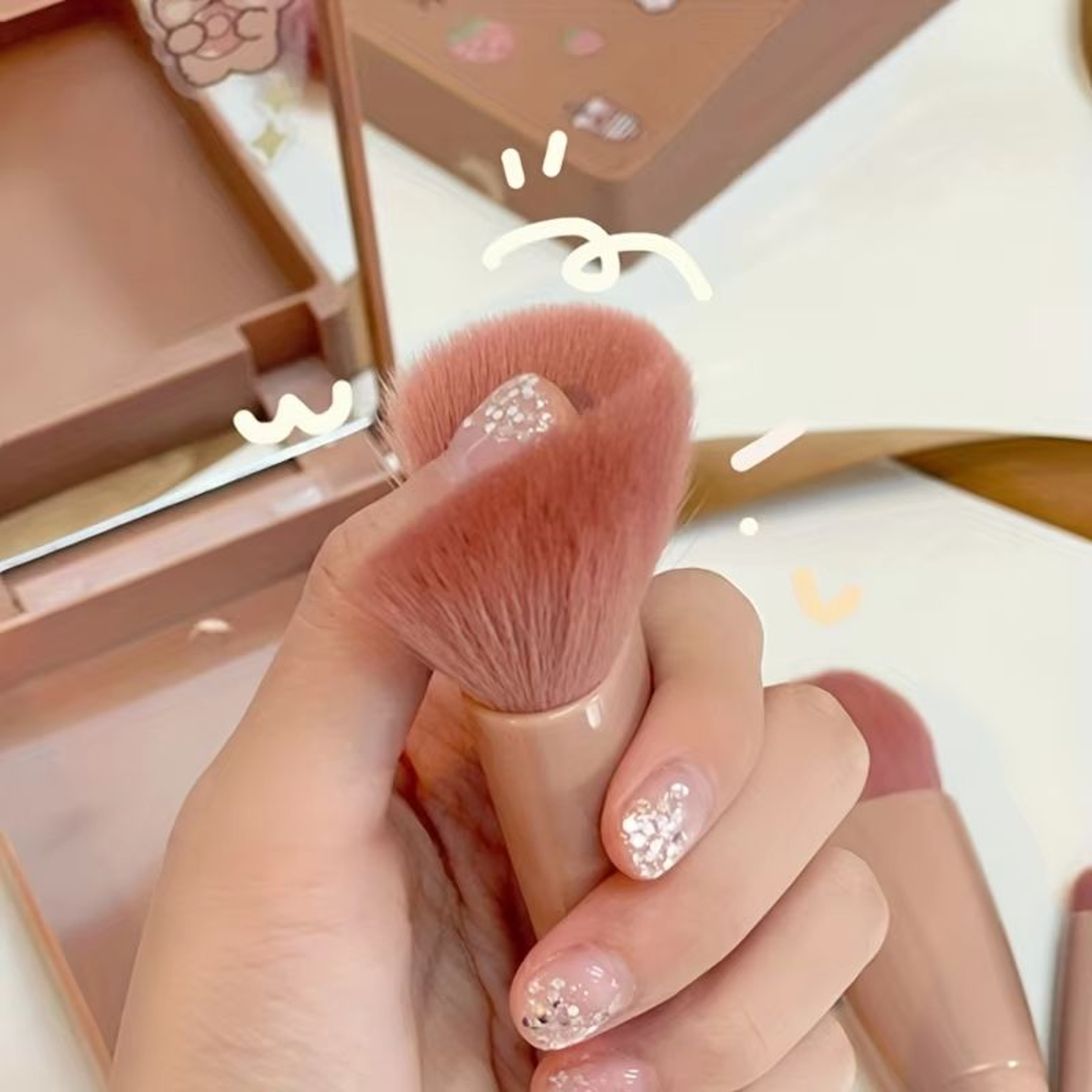 Portable 5Piece Foldable Makeup Brush Set With Mirror Travel Kit 2