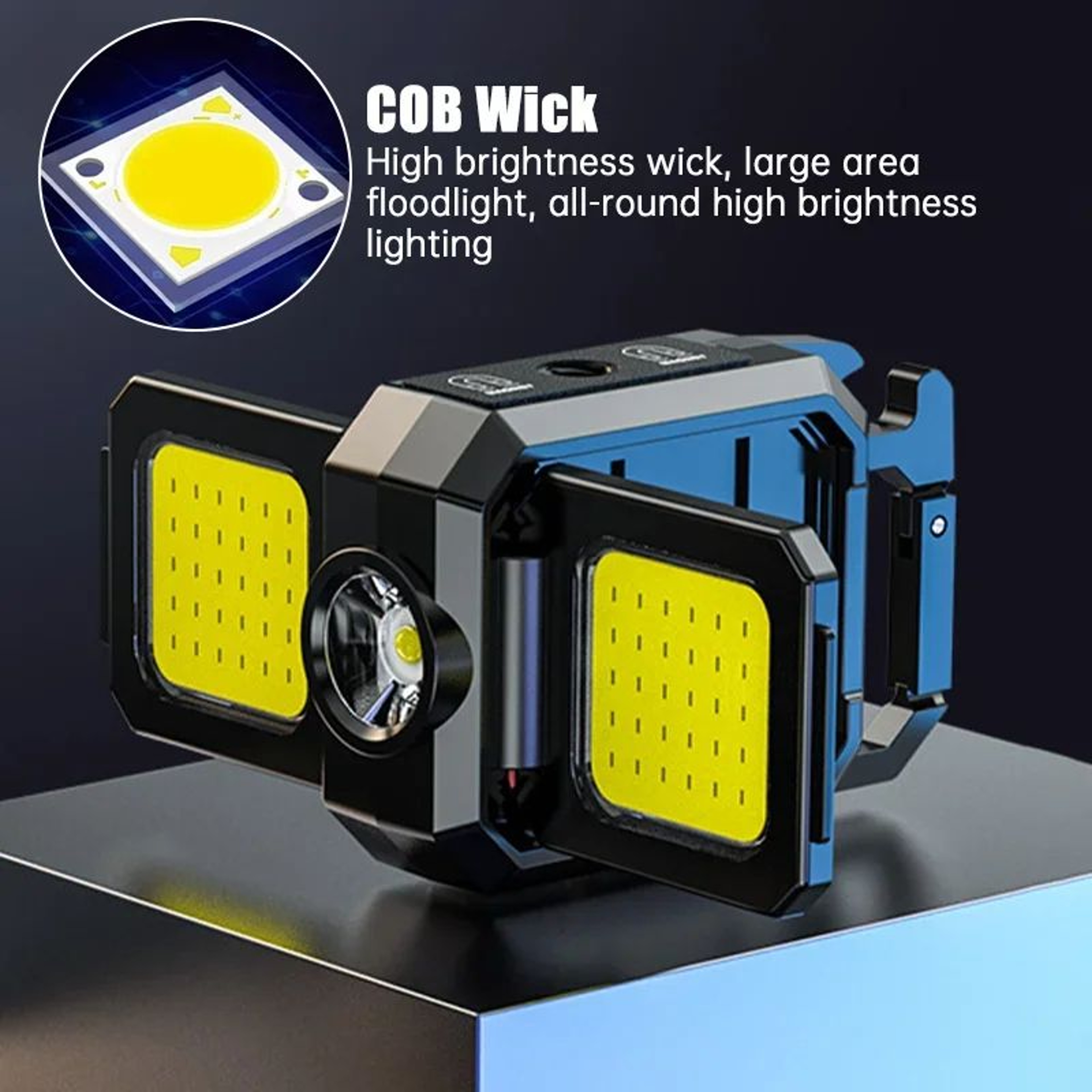 USB Rechargeable Mini COB Keychain Flashlight With 90 Foldable Work Lights 4