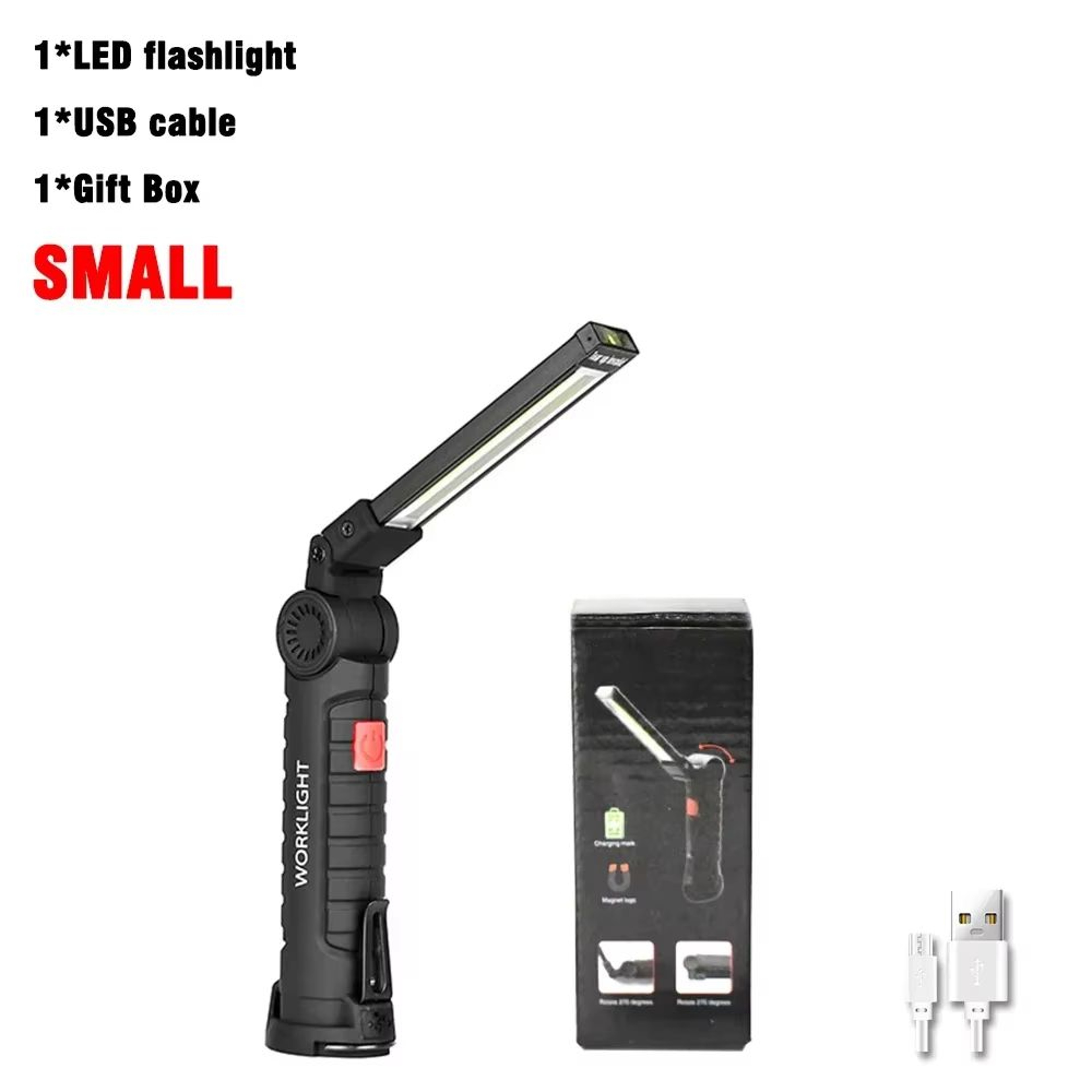 USB Rechargeable Dimmable COB LED Work Light With Magnet And Hook 13