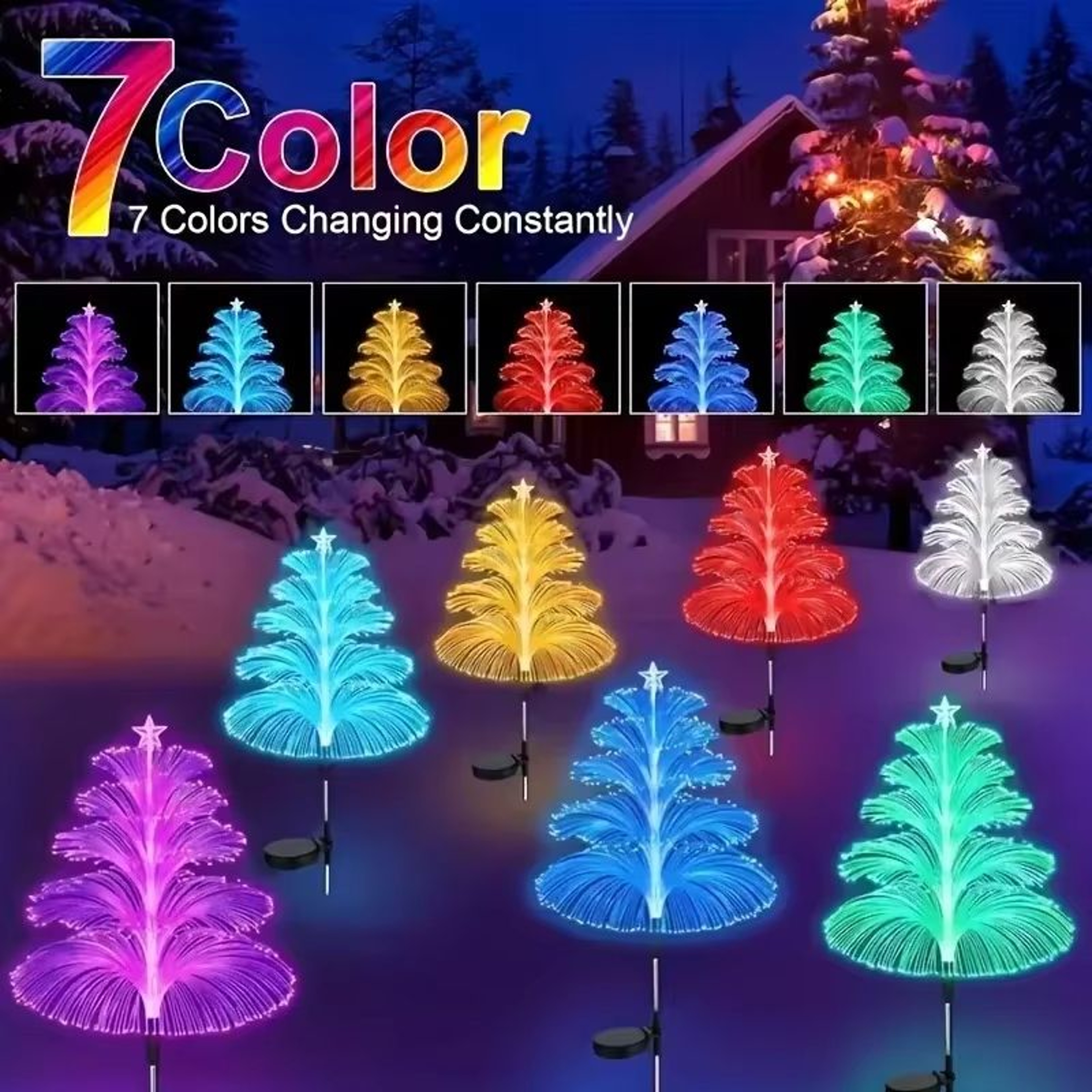 Outdoor Solar 7Color Changing Jellyfish Reed LED Garden Stake Lights 0