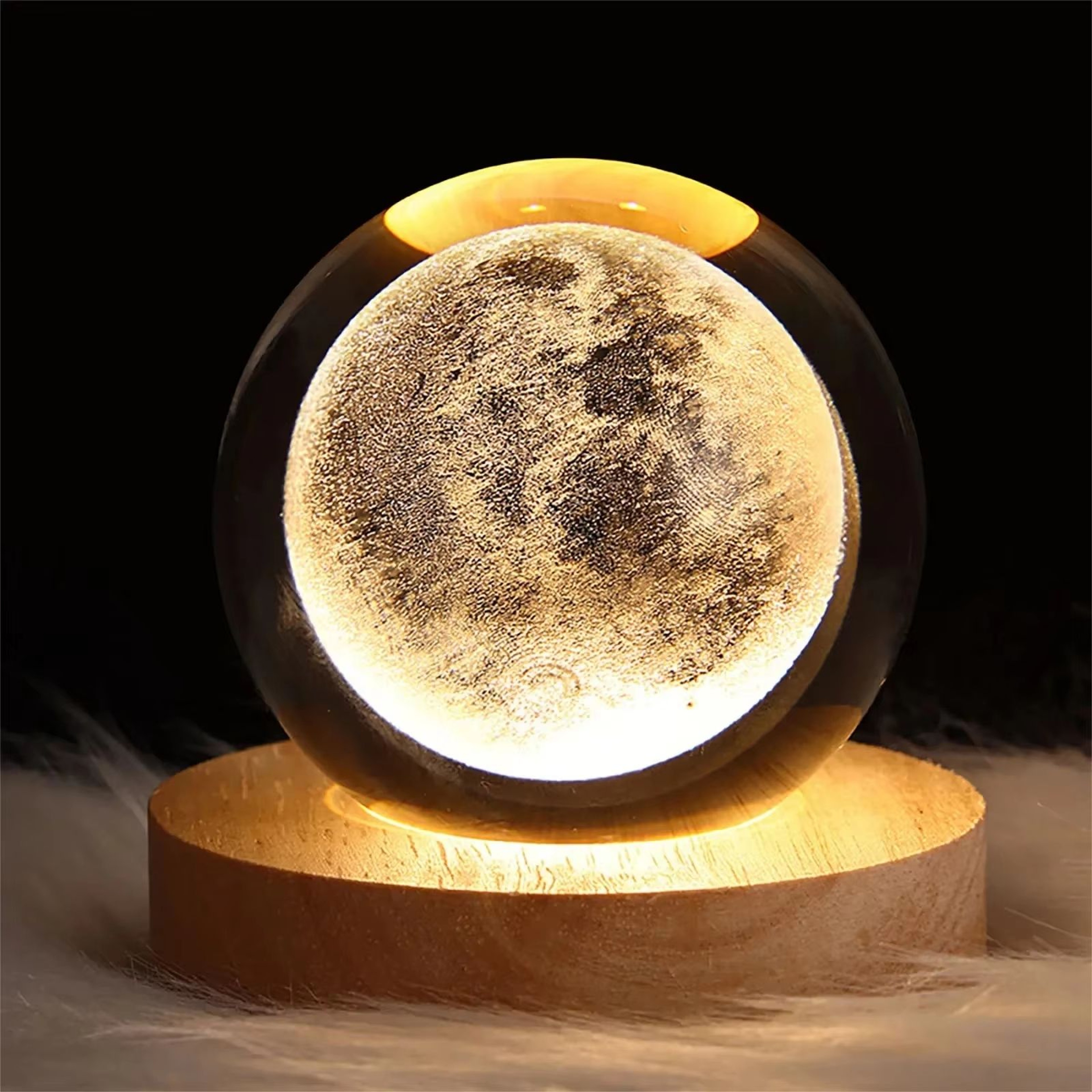 3D Crystal Ball Galaxy Lamp USB Night Light With Planet Projection For Cozy Room Decor 0