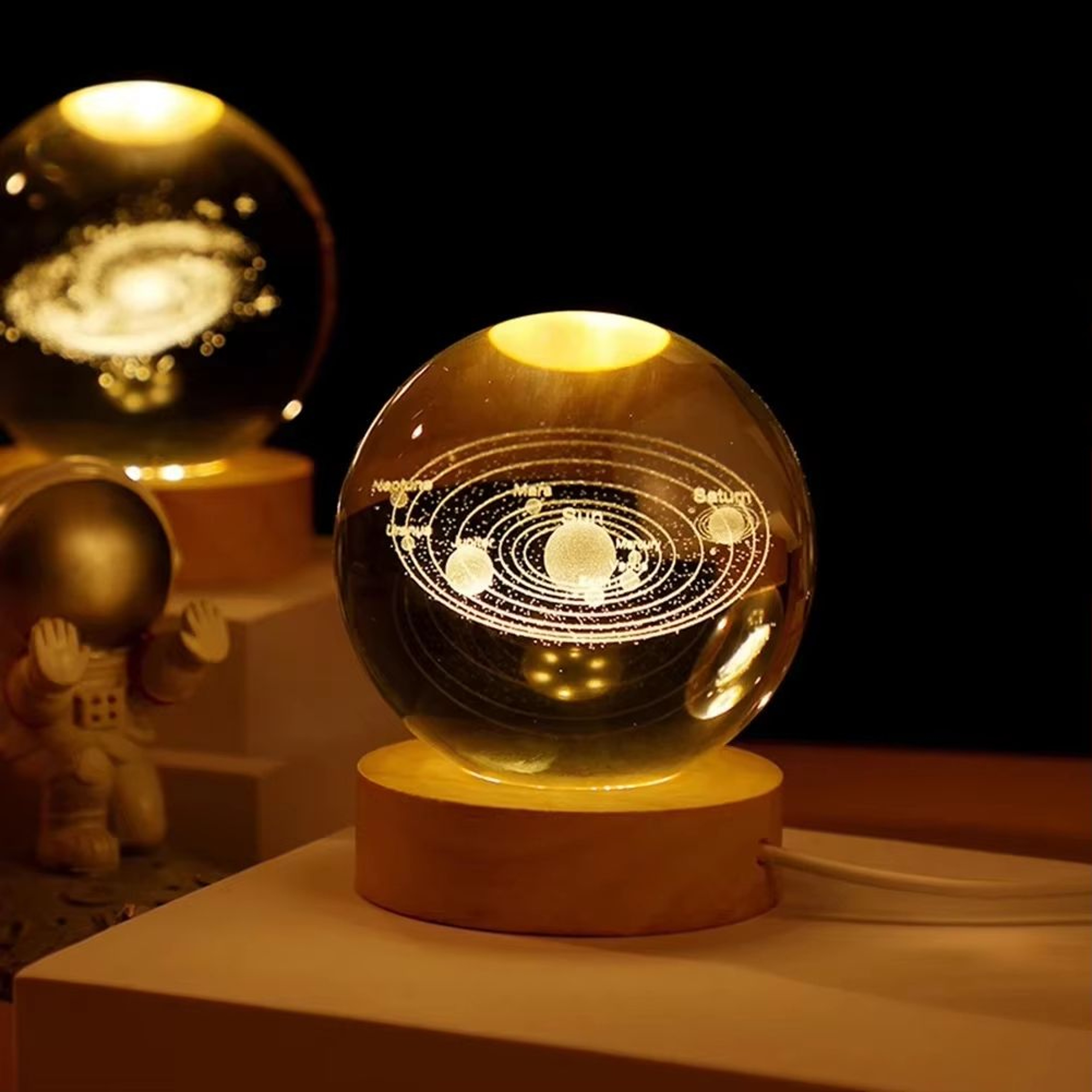 3D Crystal Ball Galaxy Lamp USB Night Light With Planet Projection For Cozy Room Decor 2