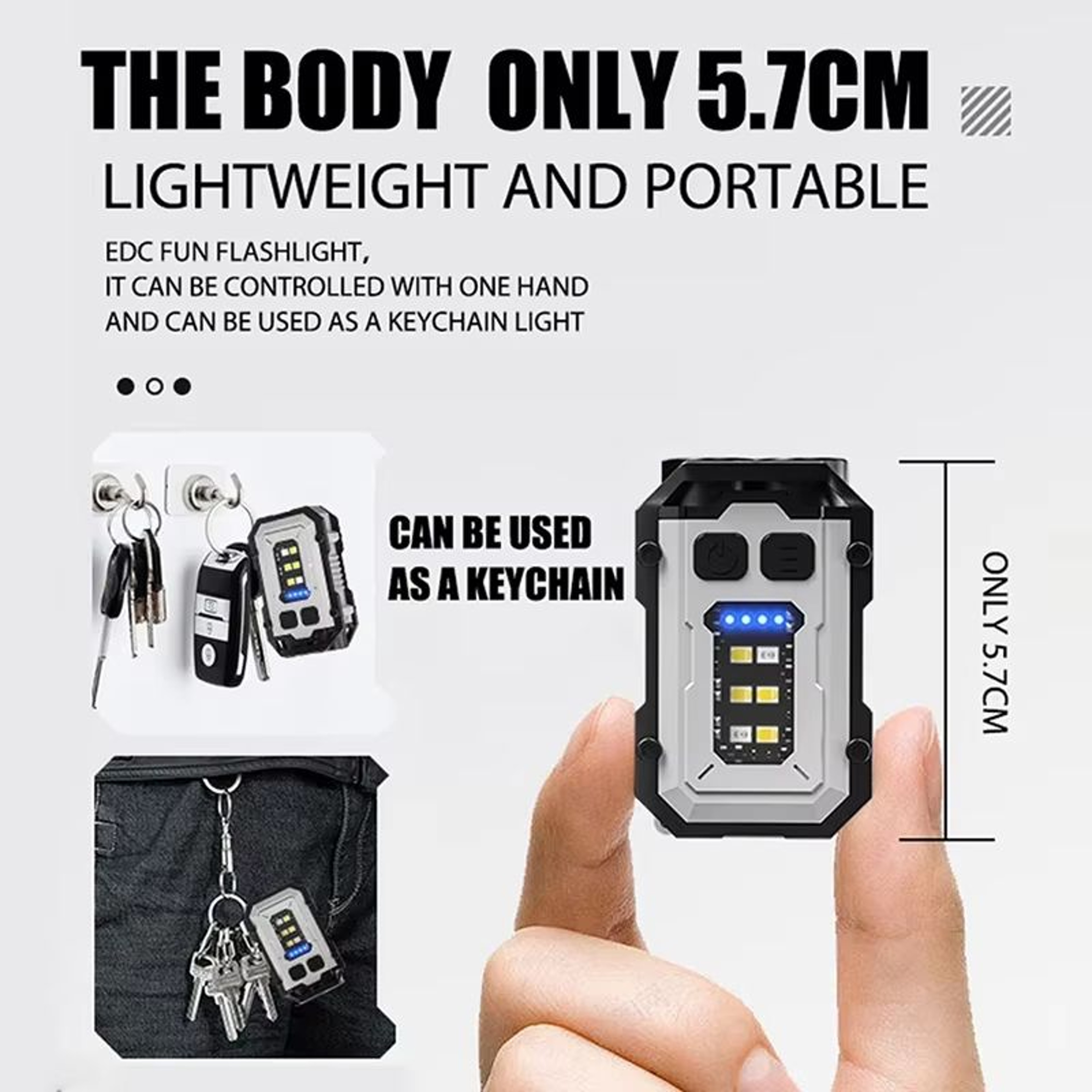 USB Rechargeable Multifunctional COB LED Keychain Flashlight With Magnetic Base 2
