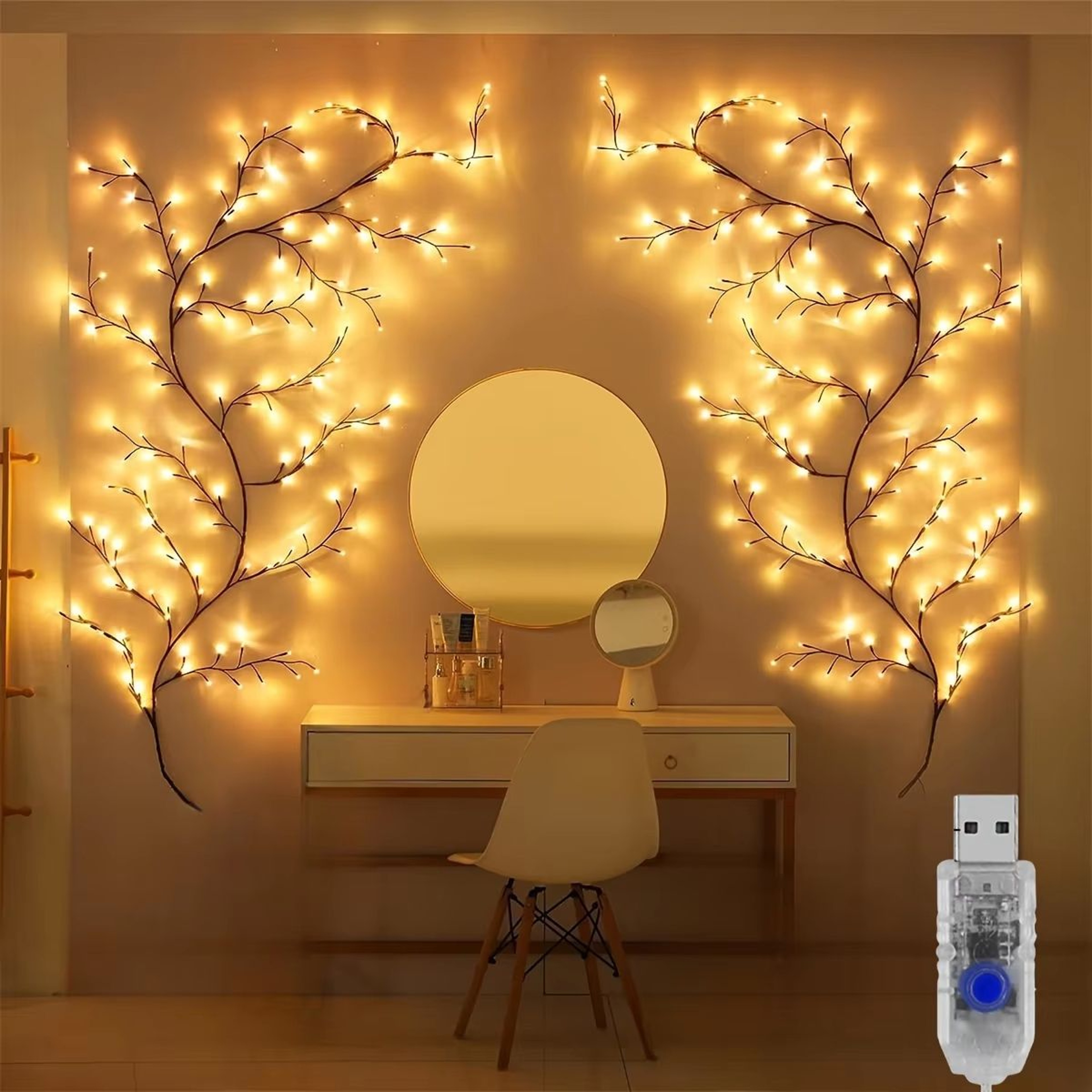96LED Bendable Willow Vine Lights With 8 Lighting Modes For Indoor And Outdoor Decoration 0