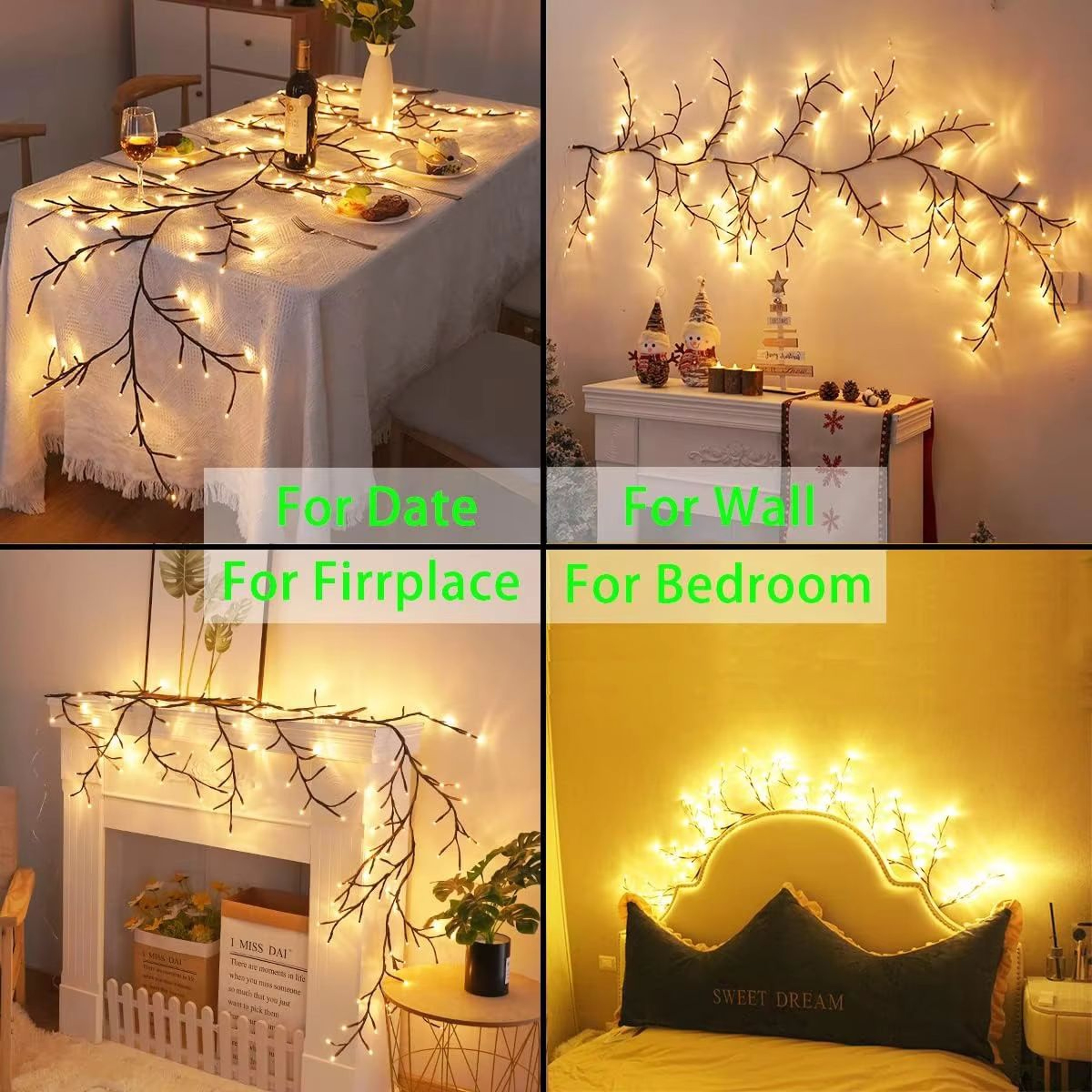 96LED Bendable Willow Vine Lights With 8 Lighting Modes For Indoor And Outdoor Decoration 1