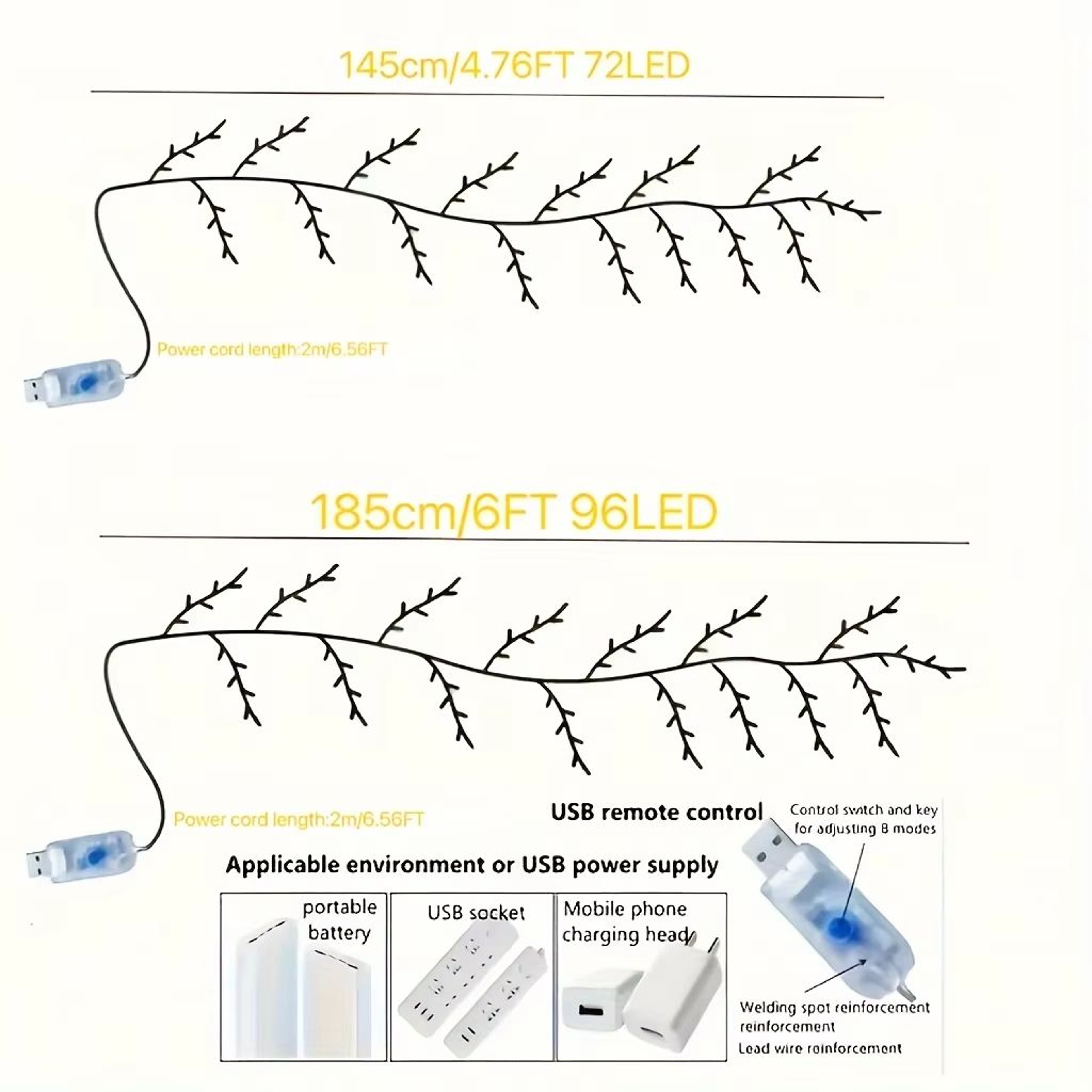 96LED Bendable Willow Vine Lights With 8 Lighting Modes For Indoor And Outdoor Decoration 4