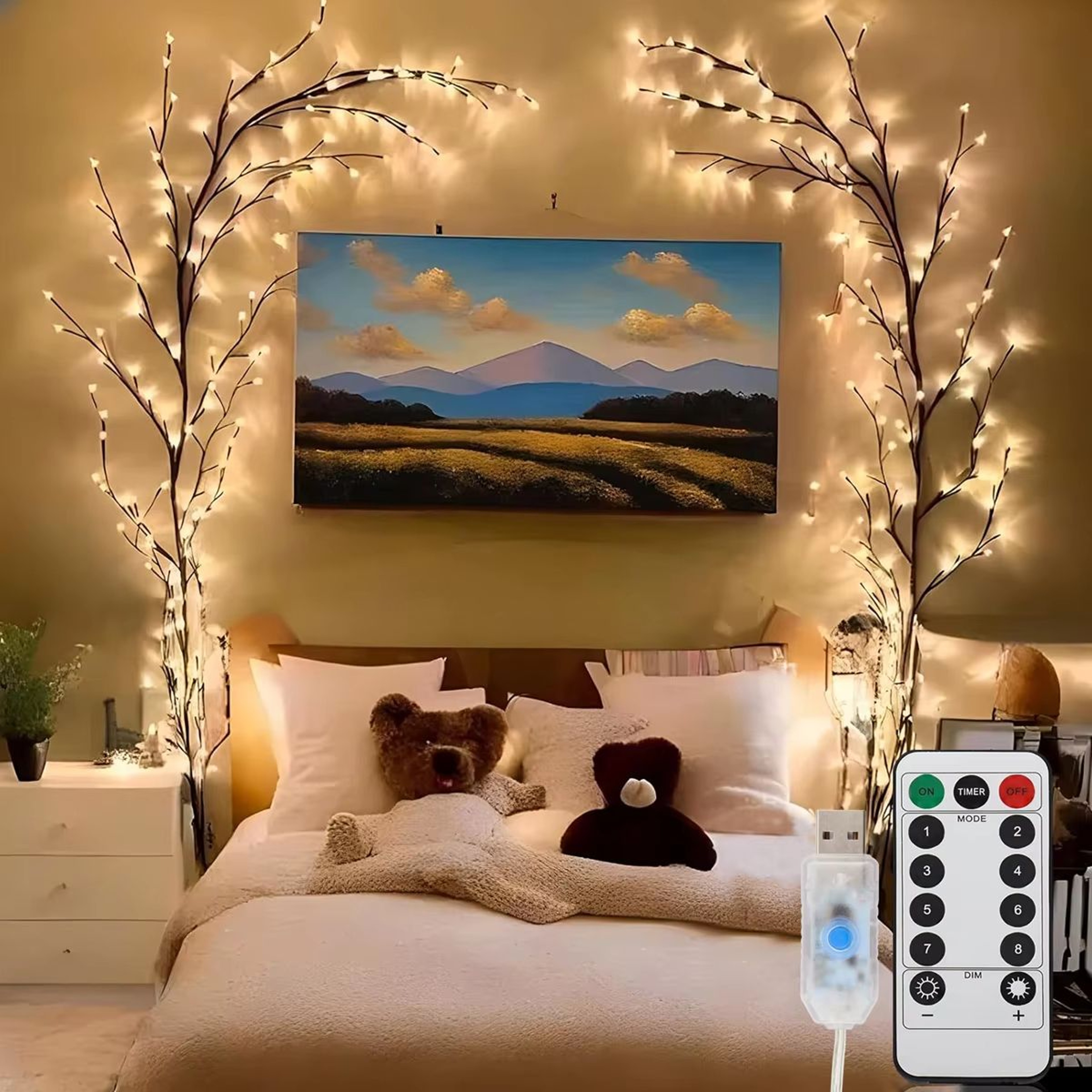 96LED Bendable Willow Vine Lights With 8 Lighting Modes For Indoor And Outdoor Decoration 6