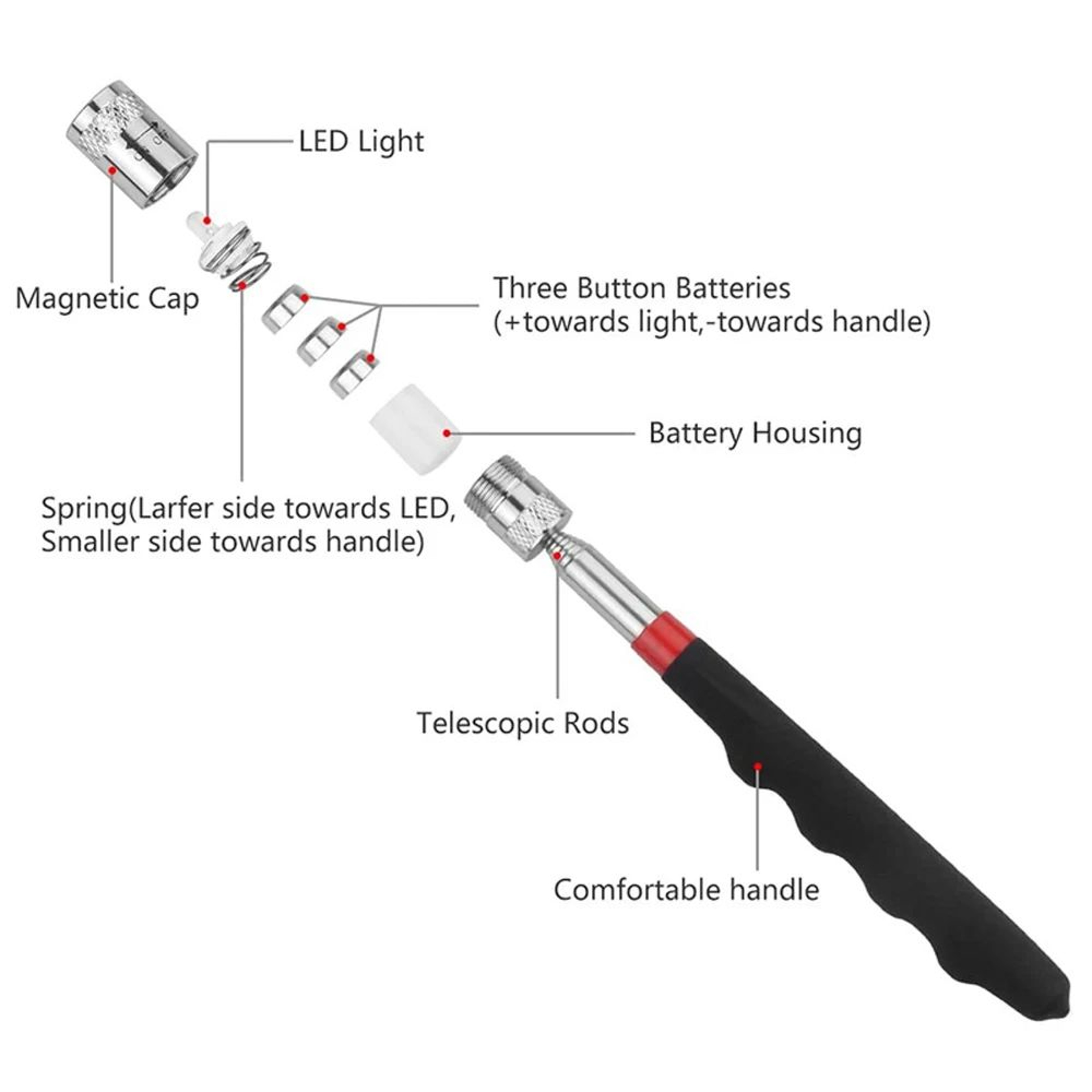 Telescopic Magnetic Pickup Tool Pen For Screws Nuts And Bolts 3