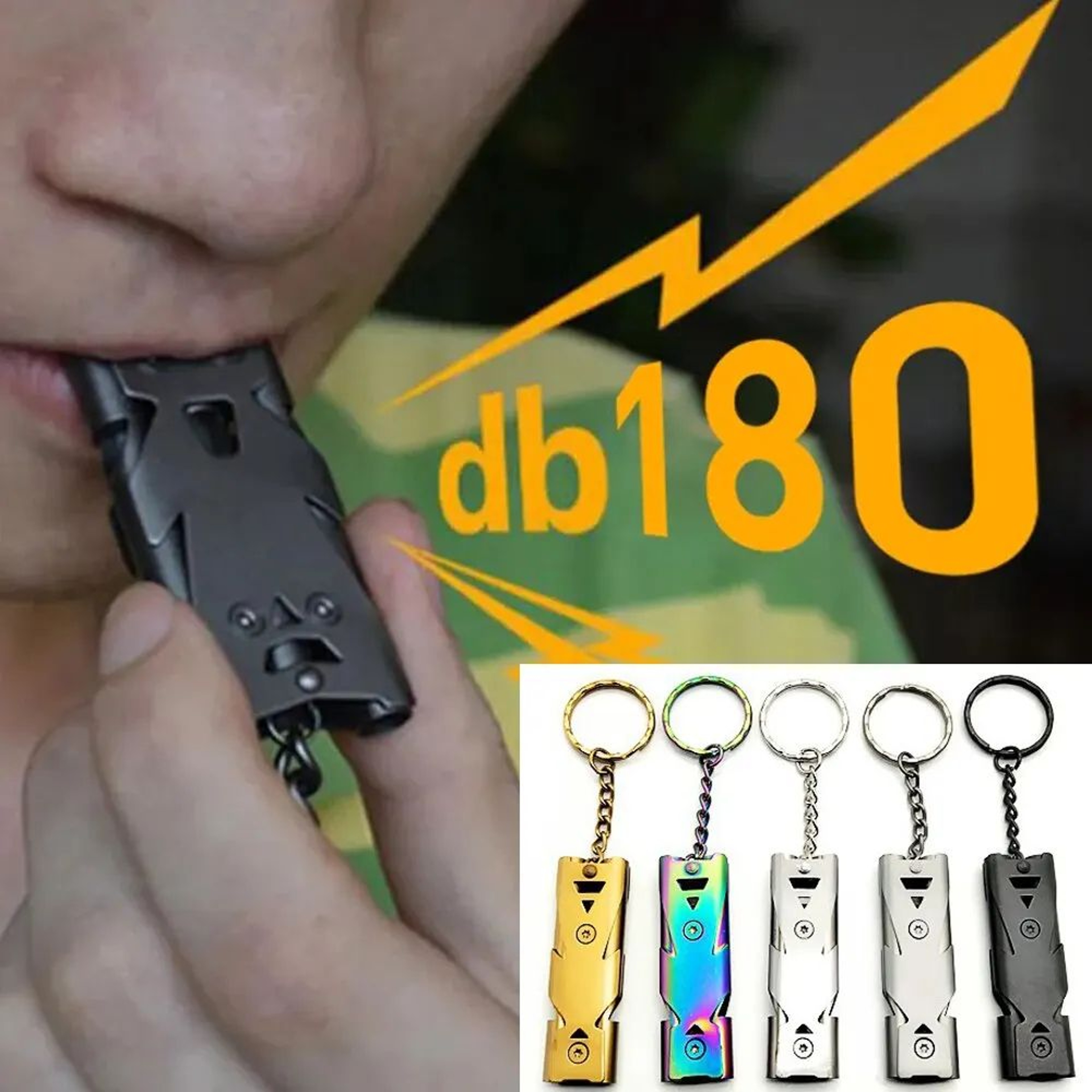 Double Pipe HighDecibel Survival Whistle Keychain Outdoor Tool 0