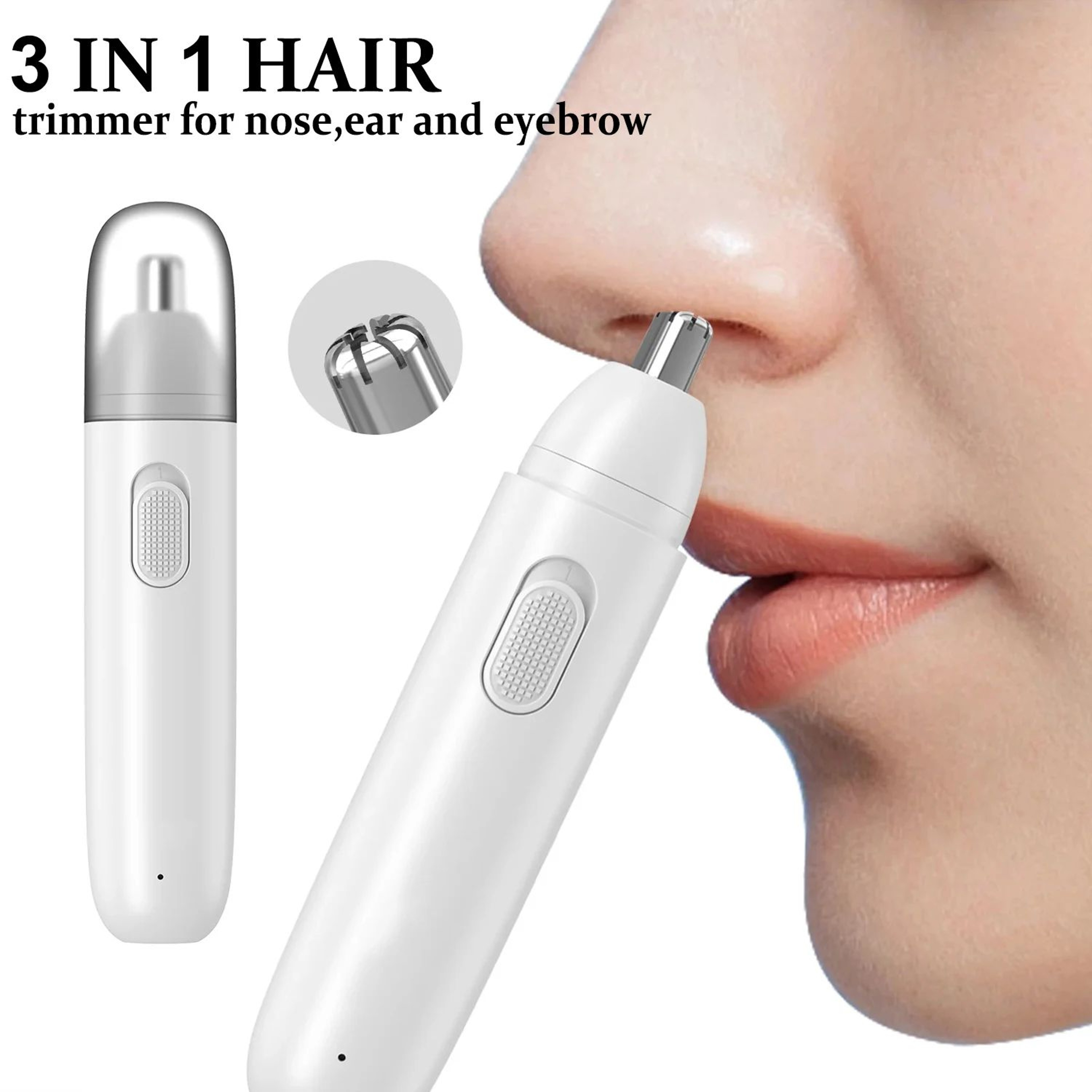 Battery Powered Mens Nose Hair Trimmer With 360 Dual Rotary Blades 0