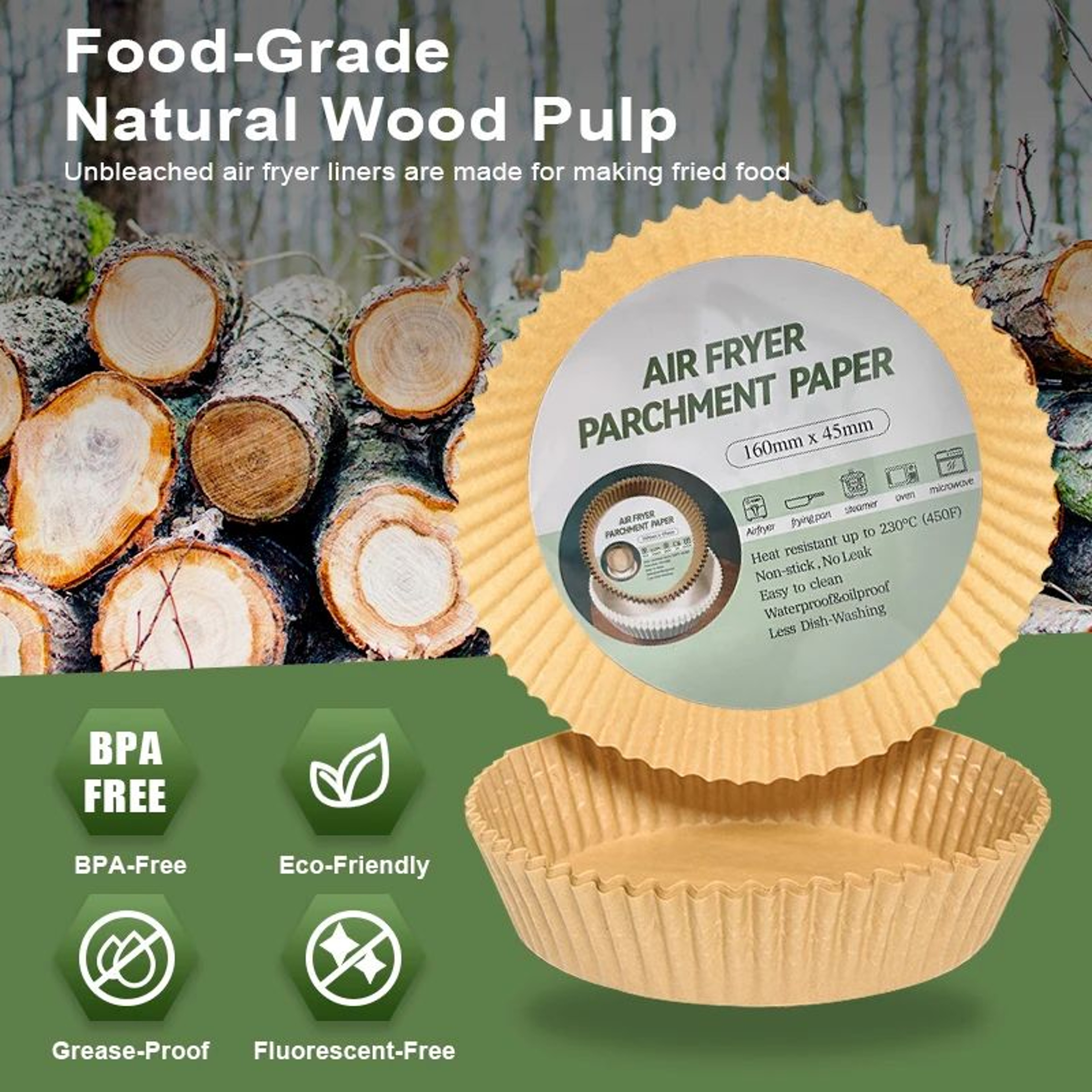 Disposable Air Fryer Paper Liners 630in Round Non Stick Parchment Pads 50 Or 100 Pack 2