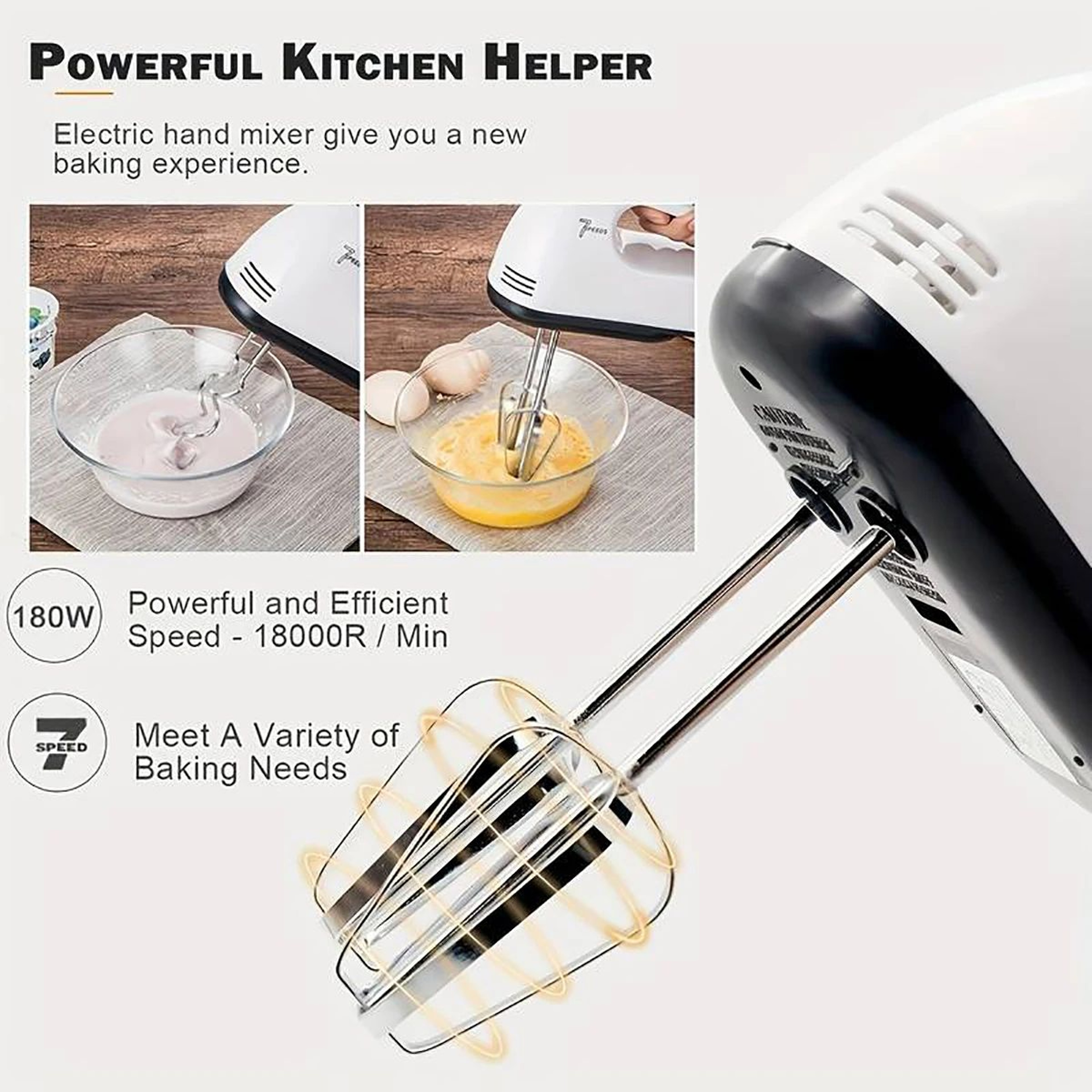 Handheld Electric Egg Beater 7Speed Automatic Mixer For Kitchen Baking 2