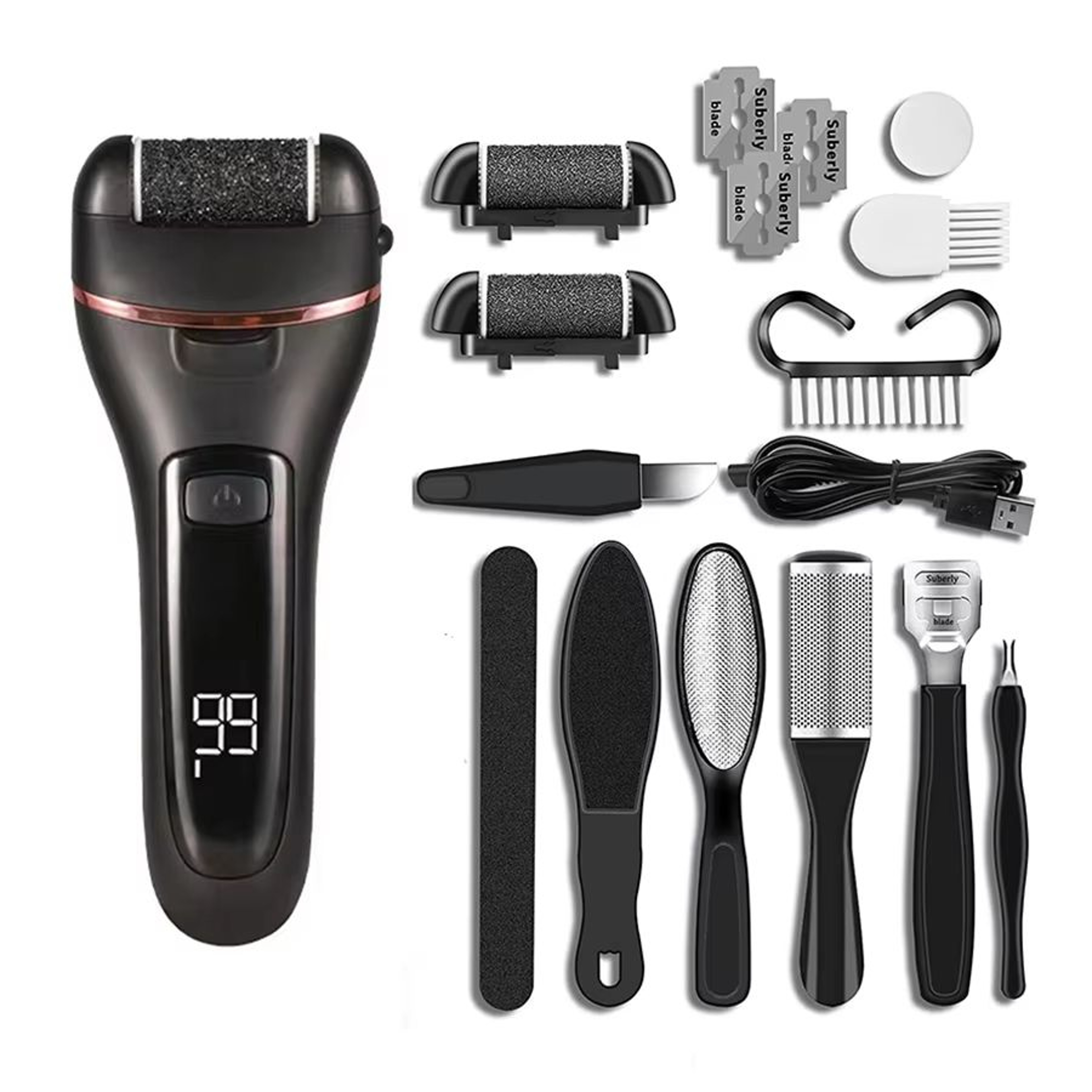 Rechargeable Electric Callus Remover Foot File With 3 Grinding Heads 8