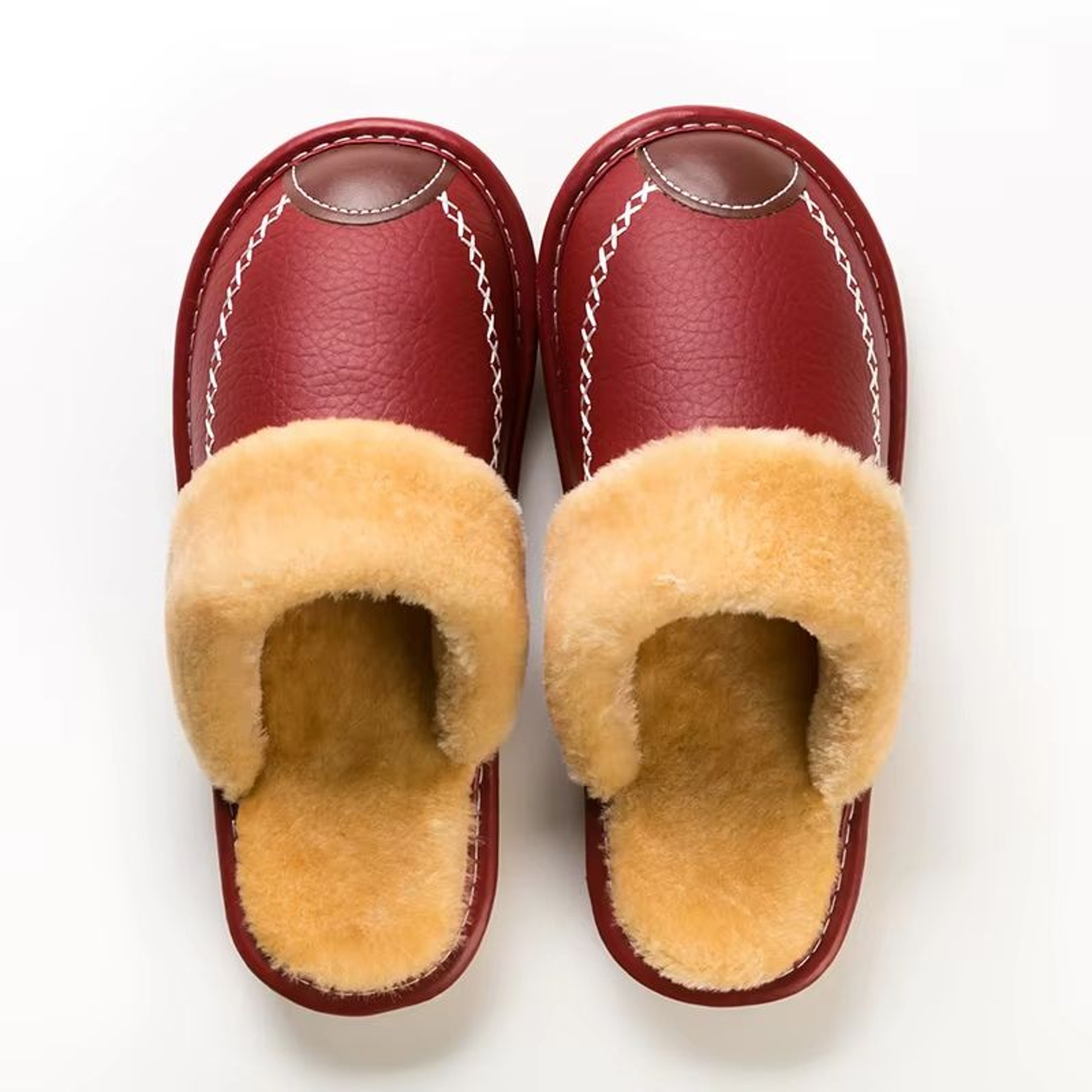 Mens Waterproof Winter Leather Indoor Warm Slippers Shoes 18