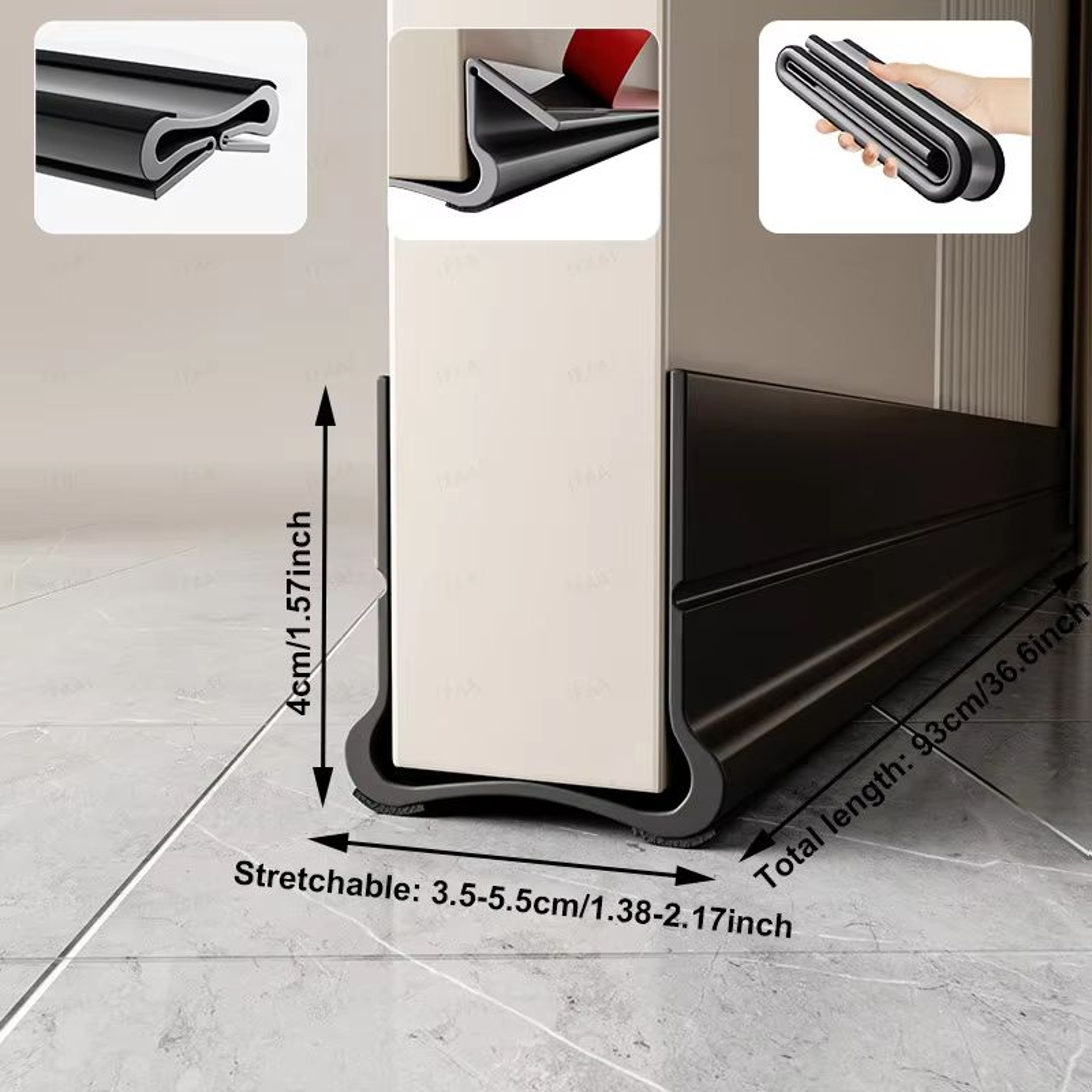 Flexible Door Bottom Sealing Strip Weatherproof Draft Stopper Tape 12
