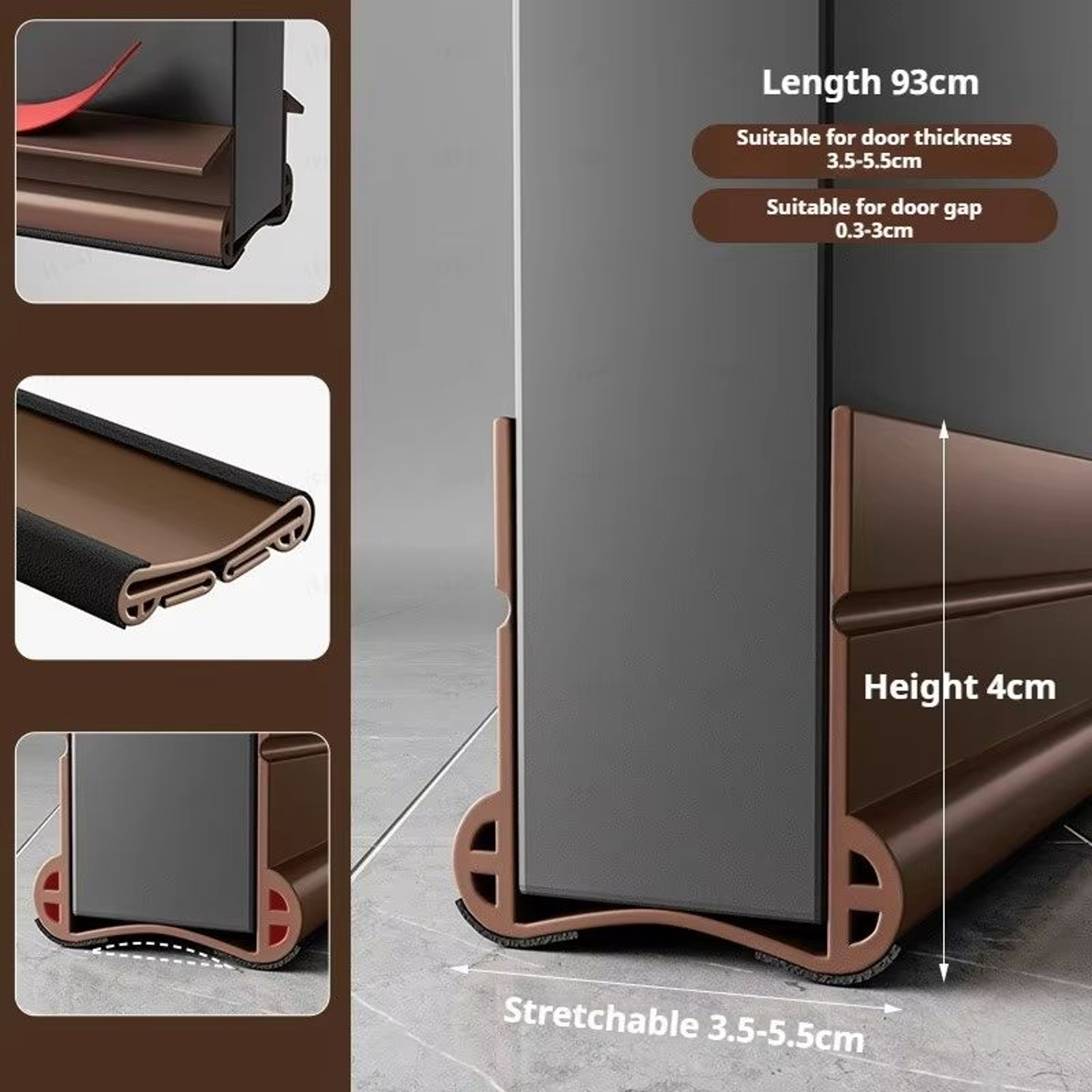 Flexible Door Bottom Sealing Strip Weatherproof Draft Stopper Tape 14