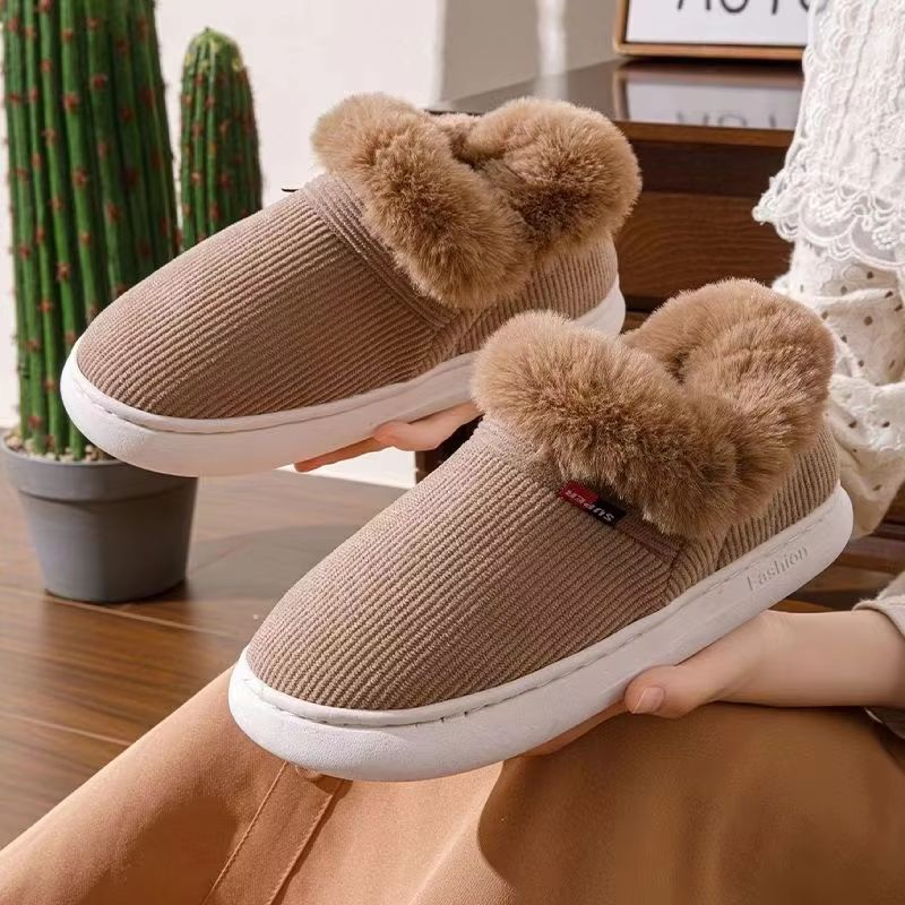 Unisex Winter Cotton Plush Padded Warm House Shoes Outdoor Casual Slippers 2025 13