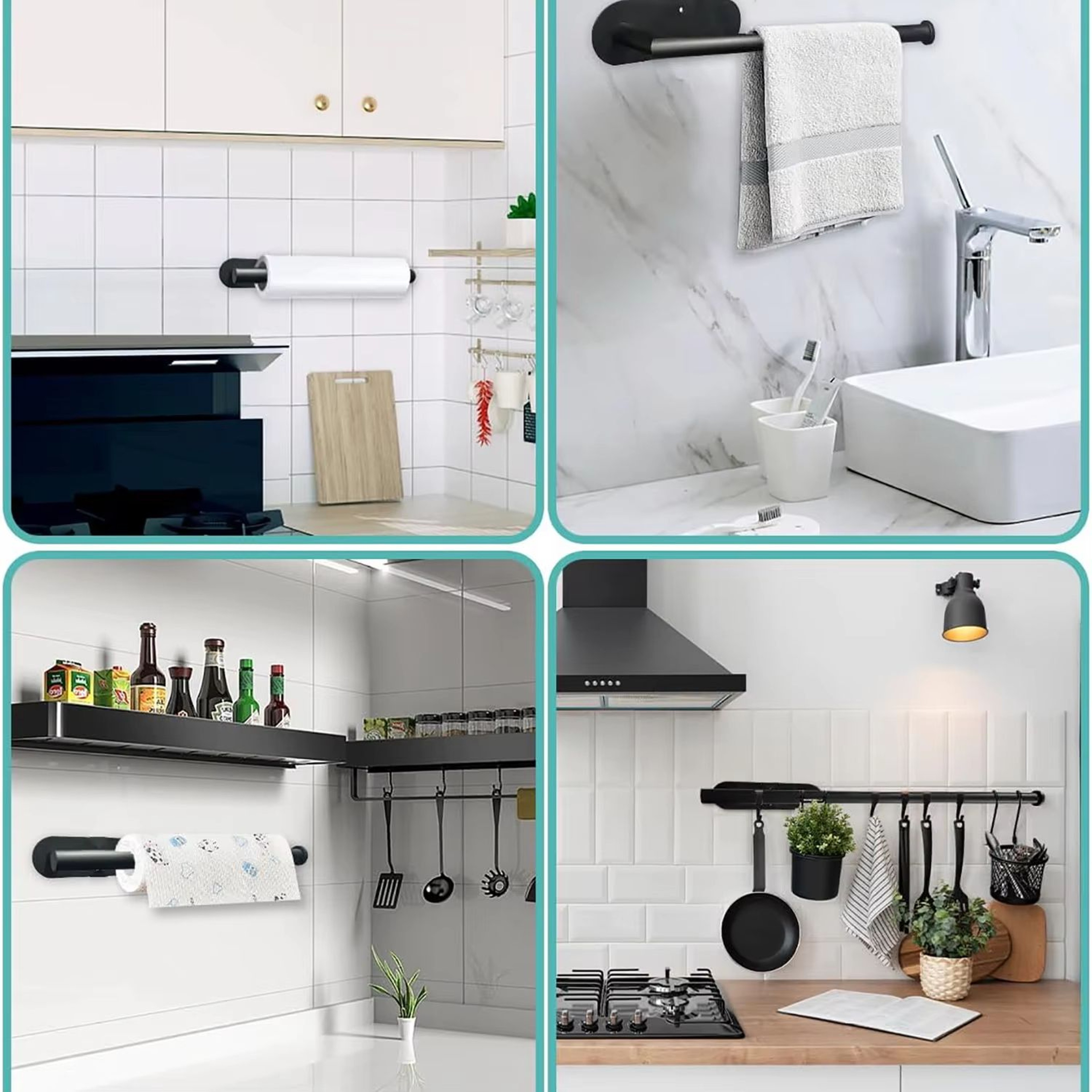 Adhesive Space Saver Paper Towel Holder And Toilet Roll Rack 1