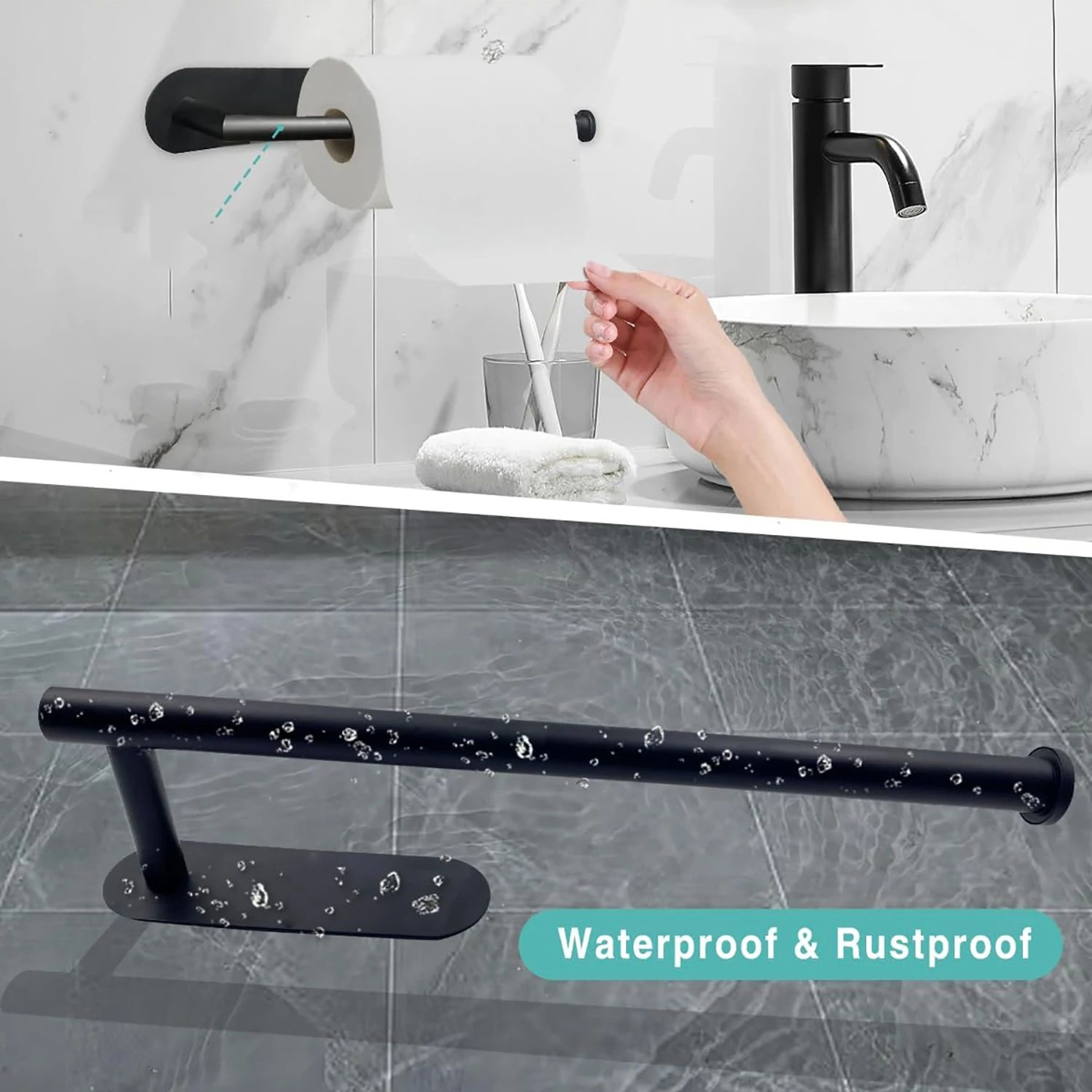 Adhesive Space Saver Paper Towel Holder And Toilet Roll Rack 5