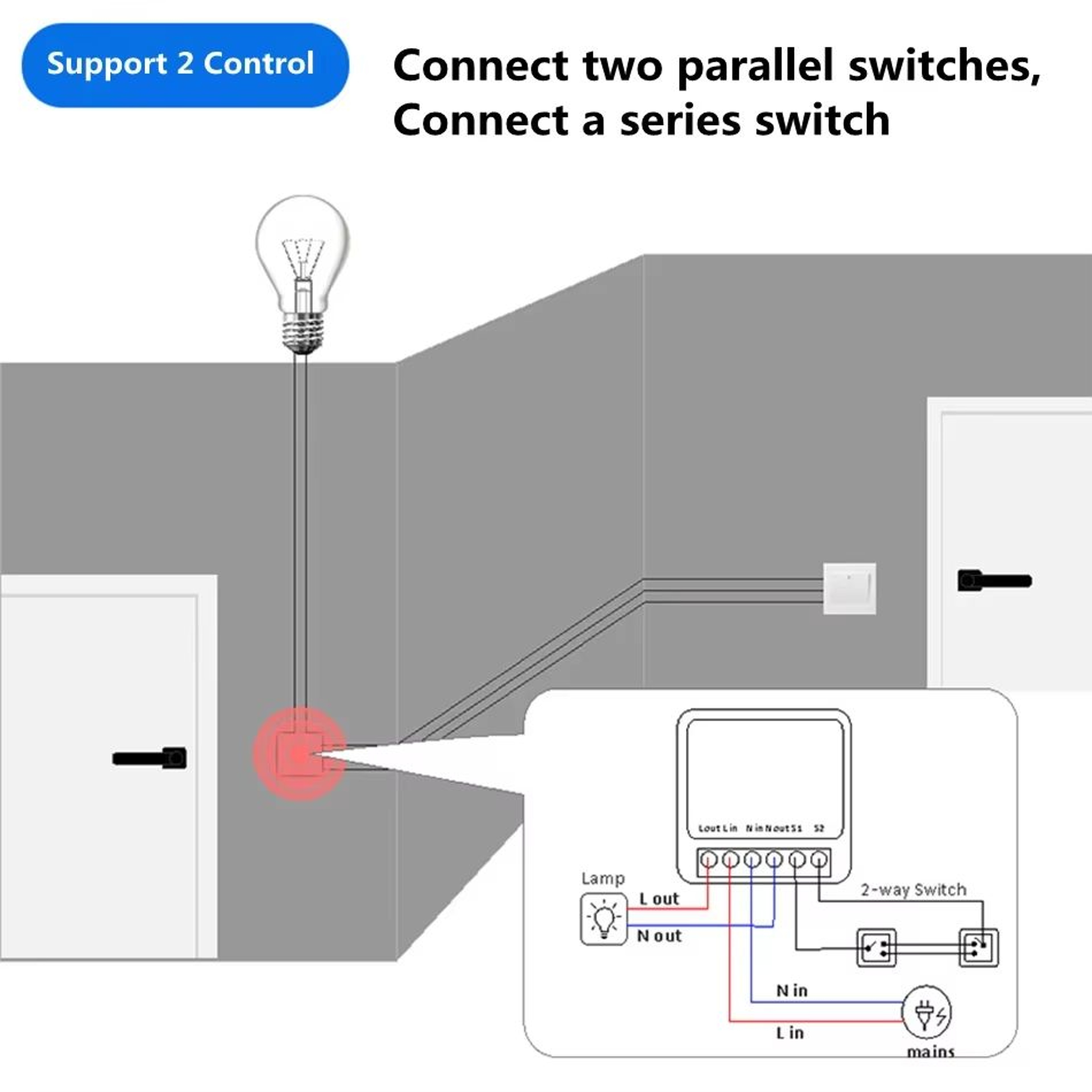 Mini WiFi Smart Switch Module 16 A 2Way Control Tuya For Alexa Google Home 1