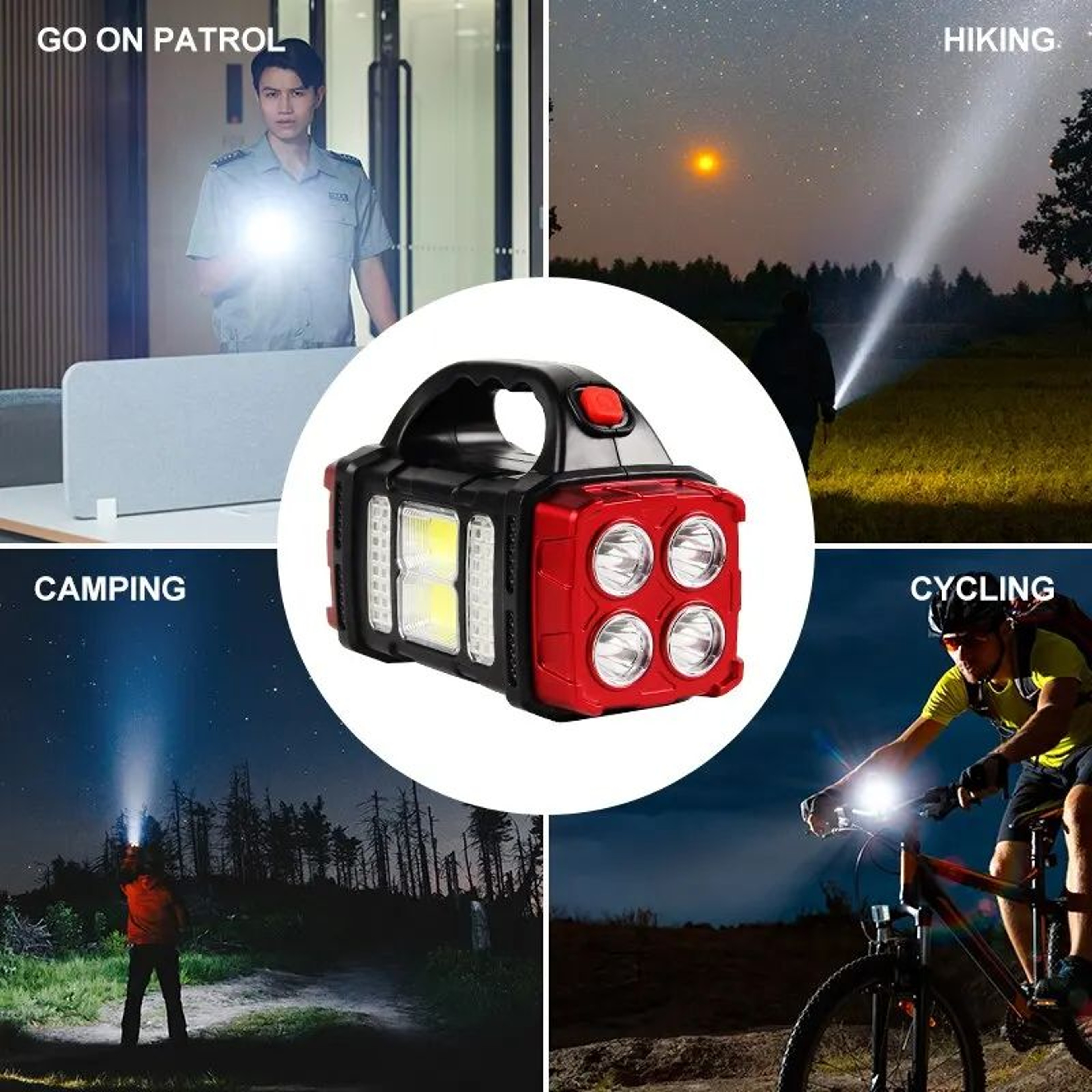 Solar Rechargeable Camping Light Portable LED Searchlight With Dual Light Source And USB Charging 5