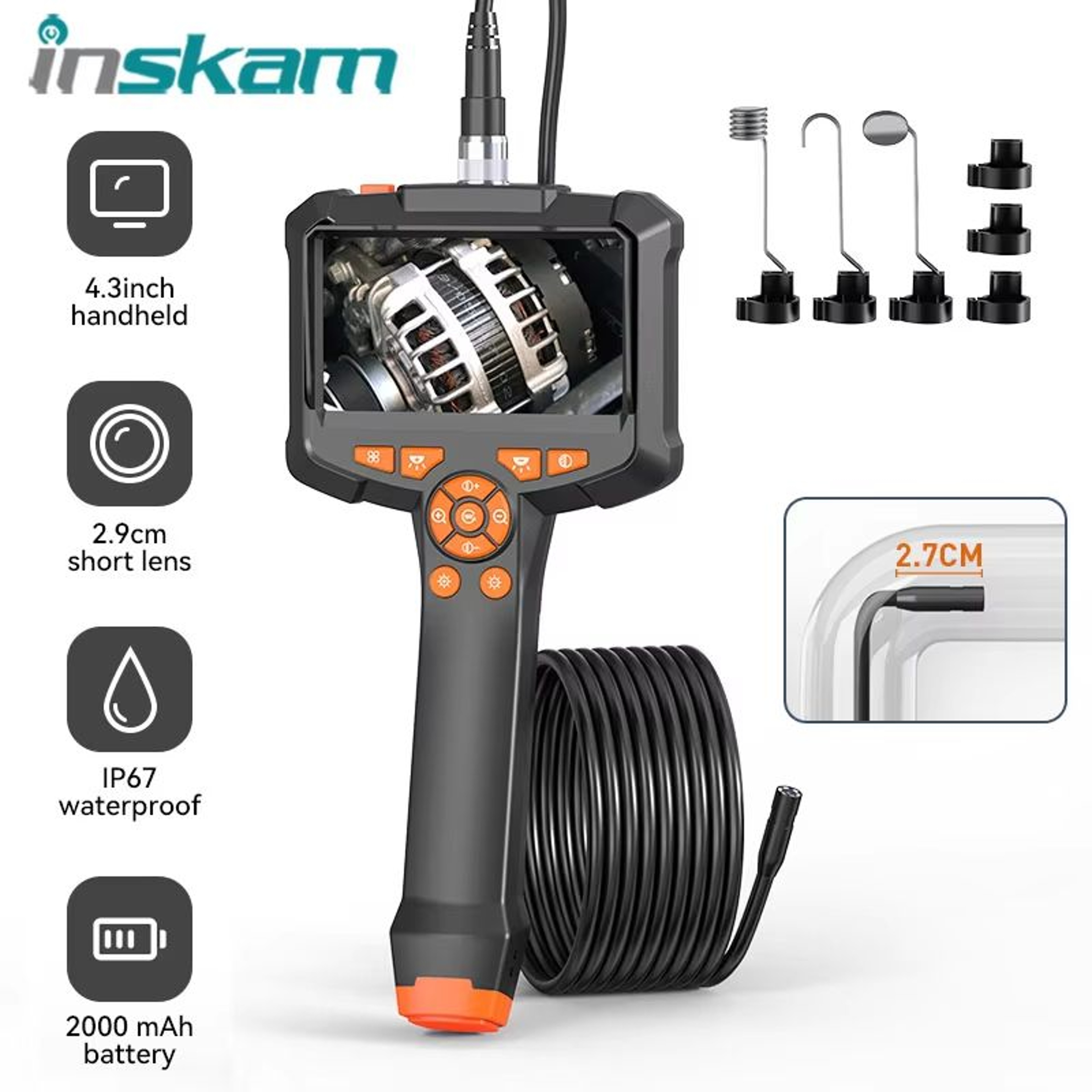 INSKAM 43 Inch IPS Screen Industrial Endoscope Camera HD 1080P Pipe Inspection Borescope For Car An 0