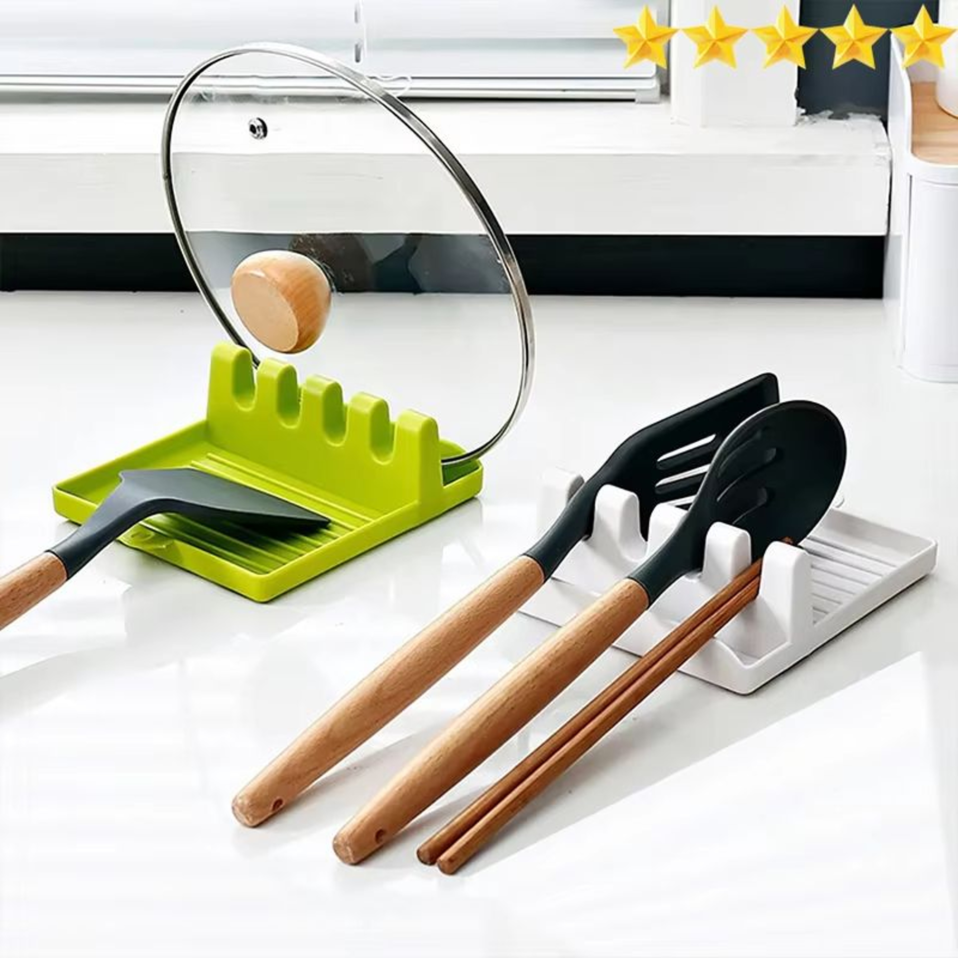 Countertop Kitchen Utensil  Lid Holder Rack Organizer 0