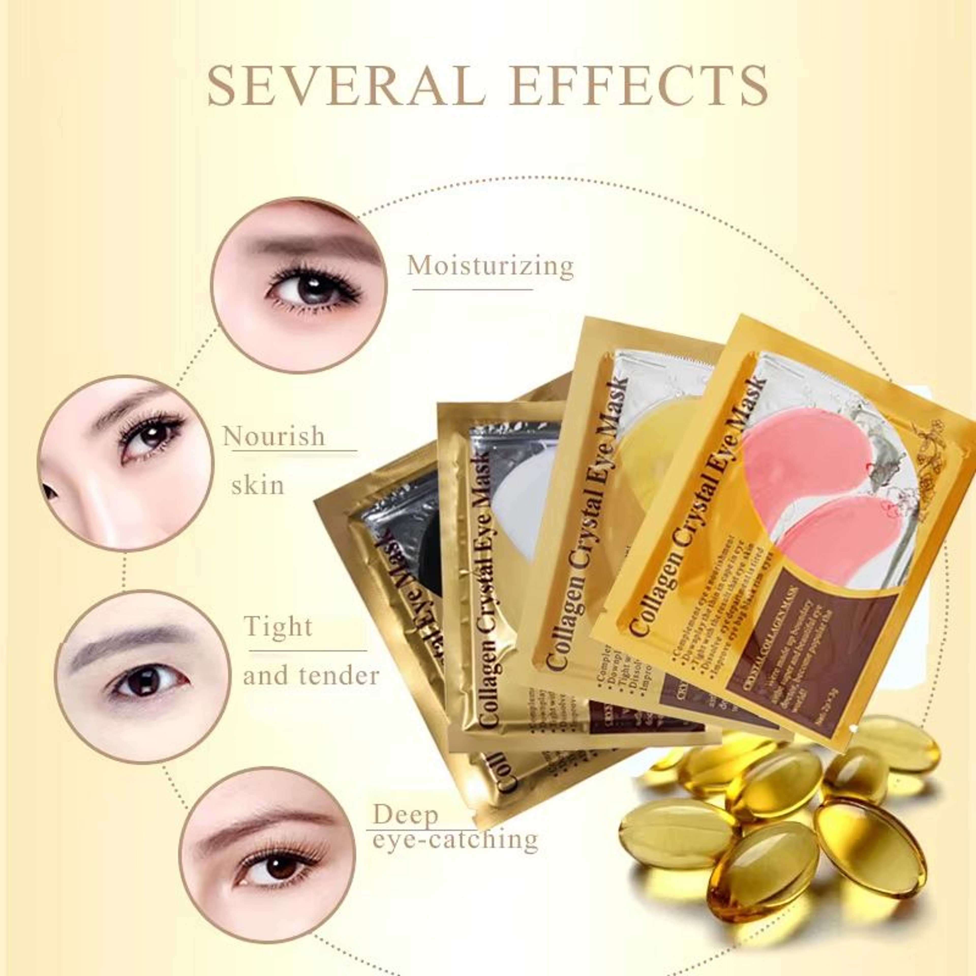 Gold Collagen Crystal Eye Patch 20Piece Firming  Moisturizing Skincare Set 2