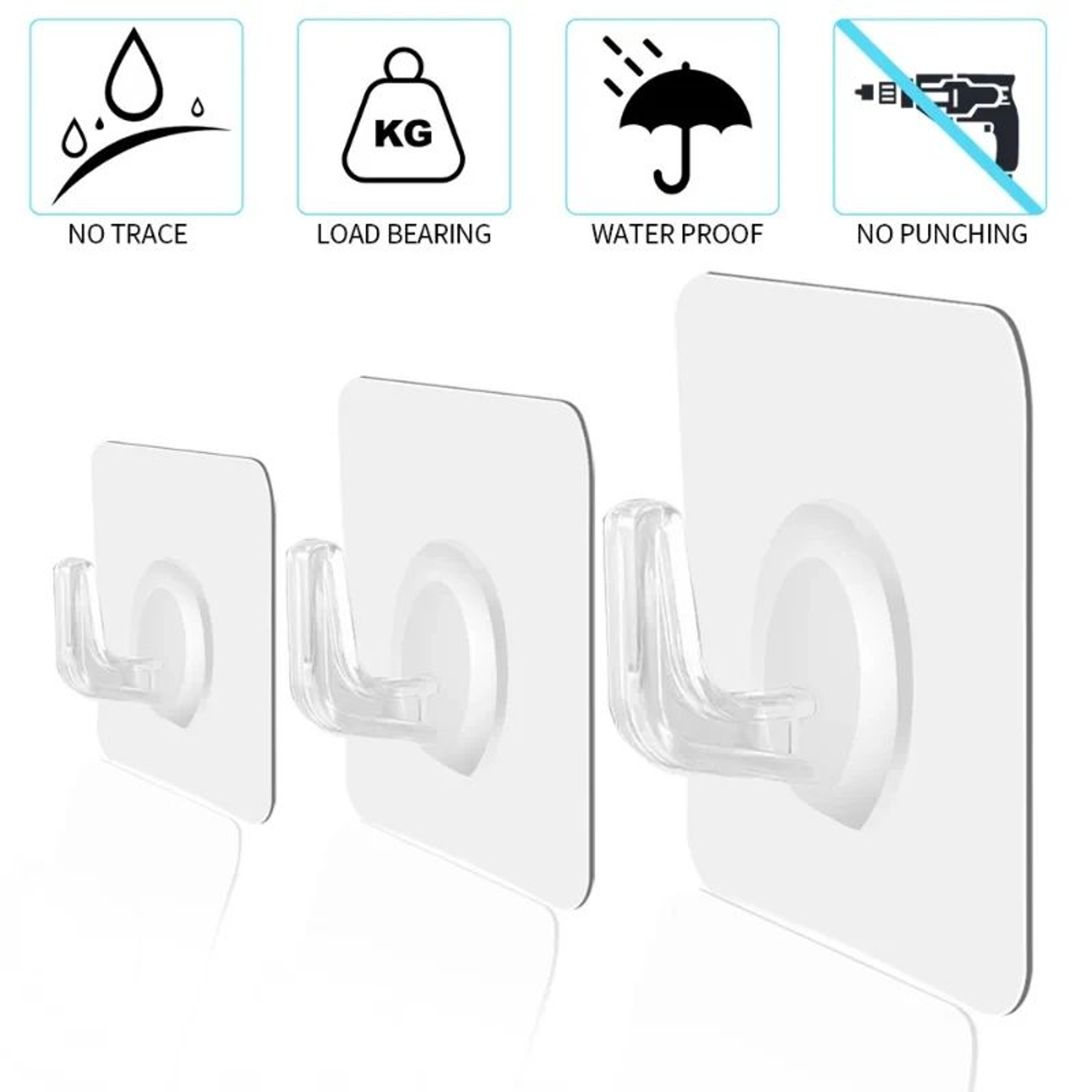 Transparent SelfAdhesive Heavy Duty Wall Hooks 51020Pack MultiUse Organizer 4